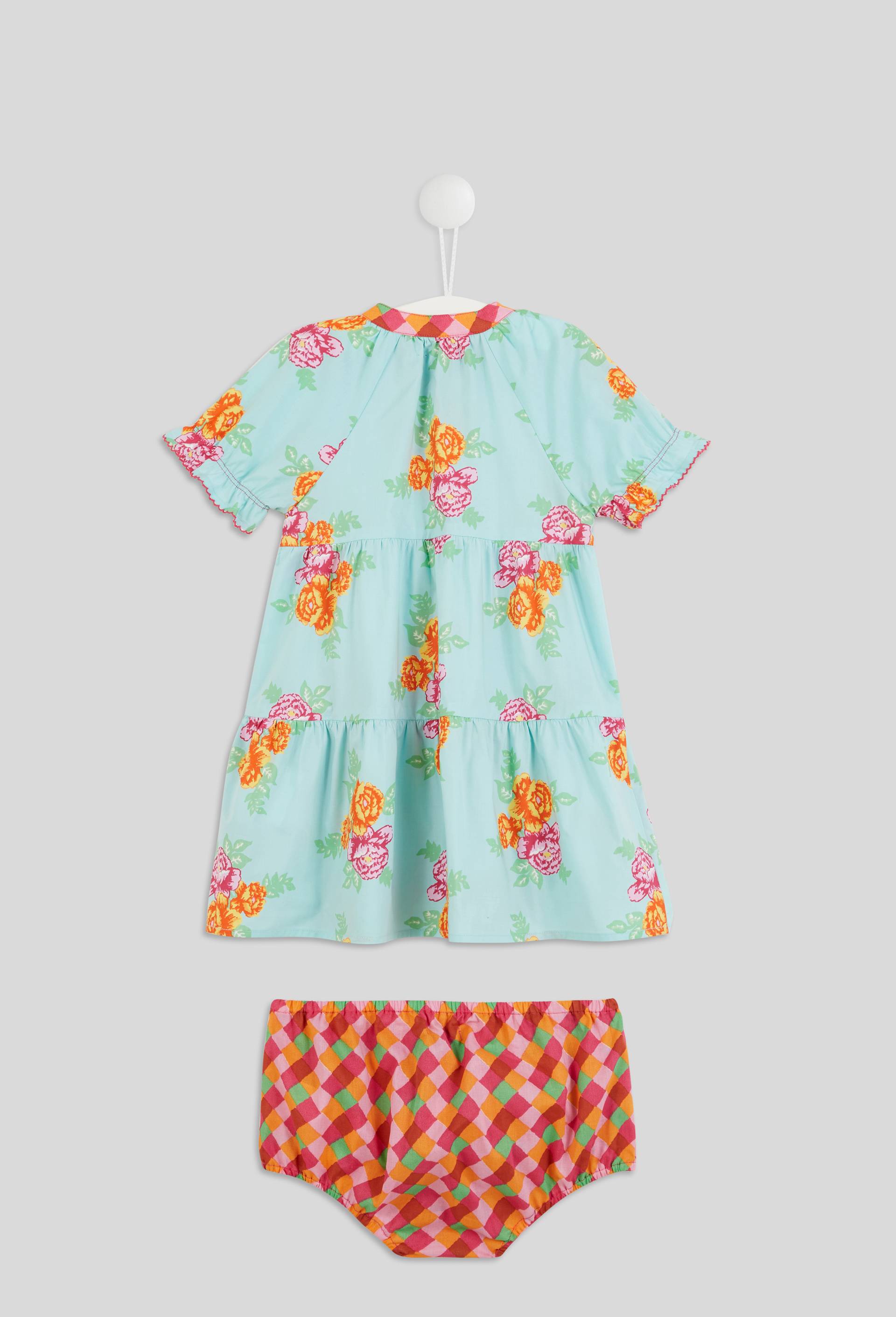 Robe manches courtes en coton et bloomer assorti - LISA CORTI X MONOPRIX, Bleu clair, large image number 1