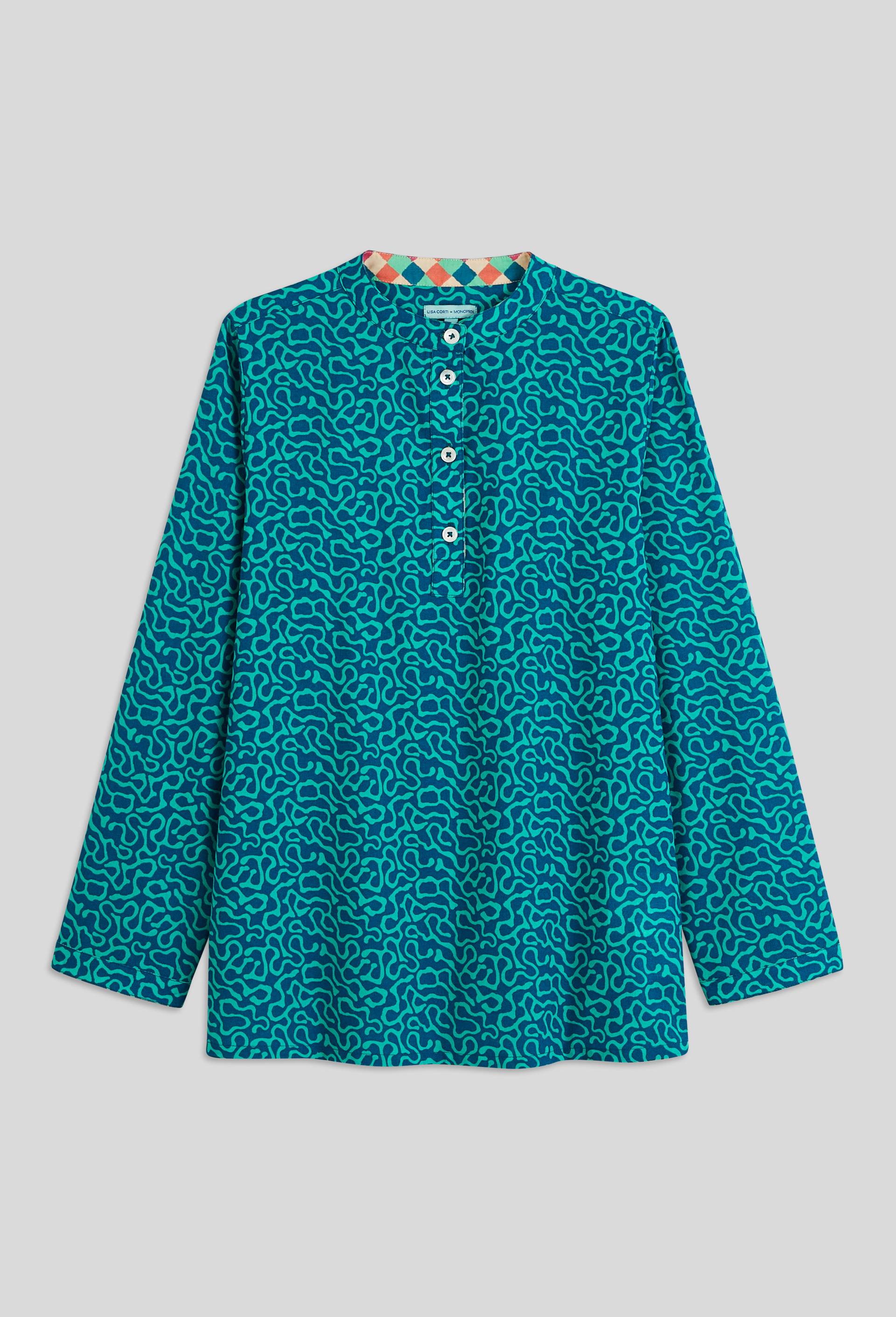 Chemise imprim&eacute;e en coton - LISA CORTI X MONOPRIX, Vert clair, large image number 2