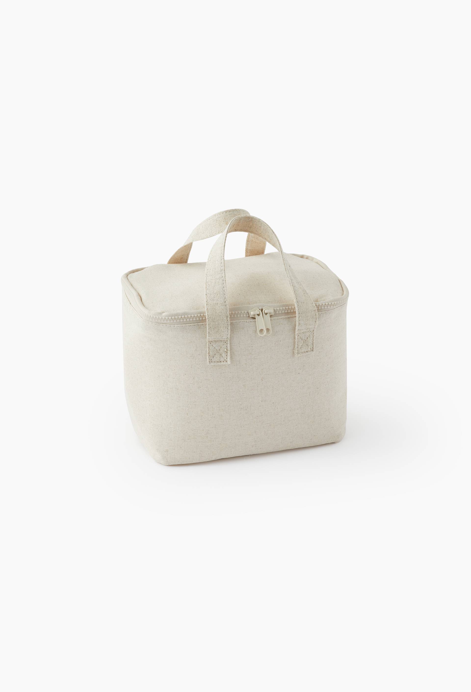 Sac d&eacute;jeuner isotherme 7L, 23*16*19,3cm, polyester,coton,lin et viscose, Beige clair, large image number 0