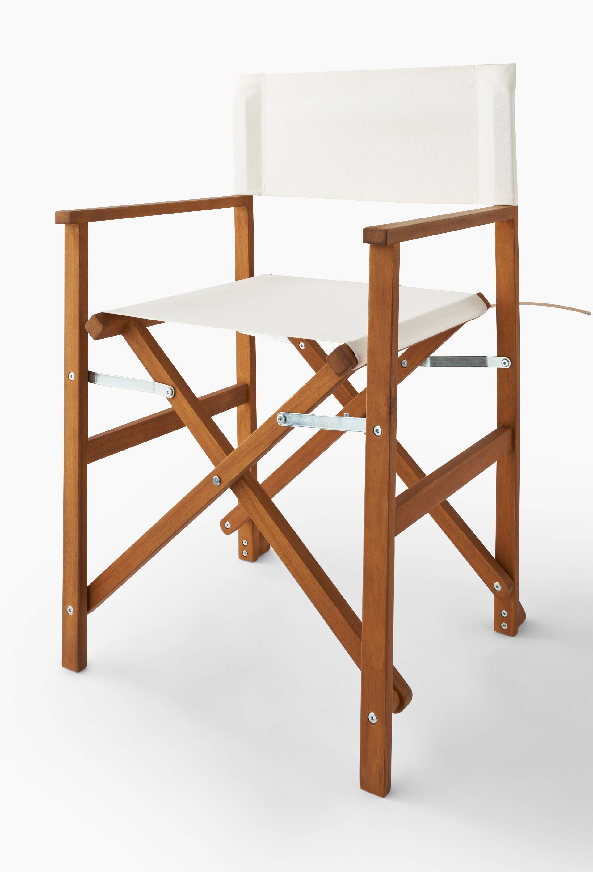 Chaise r&eacute;alisateur pliable, 56.5x48xH85cm, en bois d'acacia et coton, Blanc, large image number 0