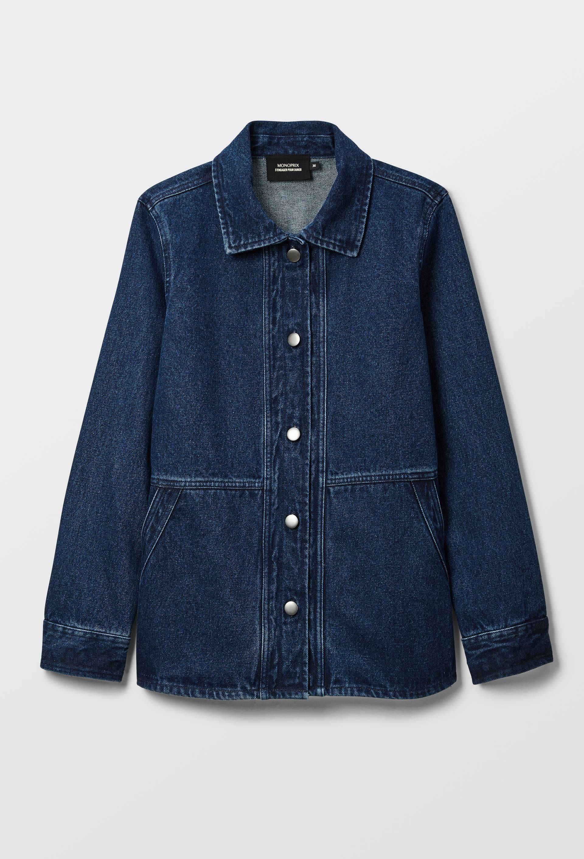 Veste courte boutonn&eacute;e en denim, certifi&eacute;e OEKO-TEX, Bleu fonc&eacute;, large image number 4