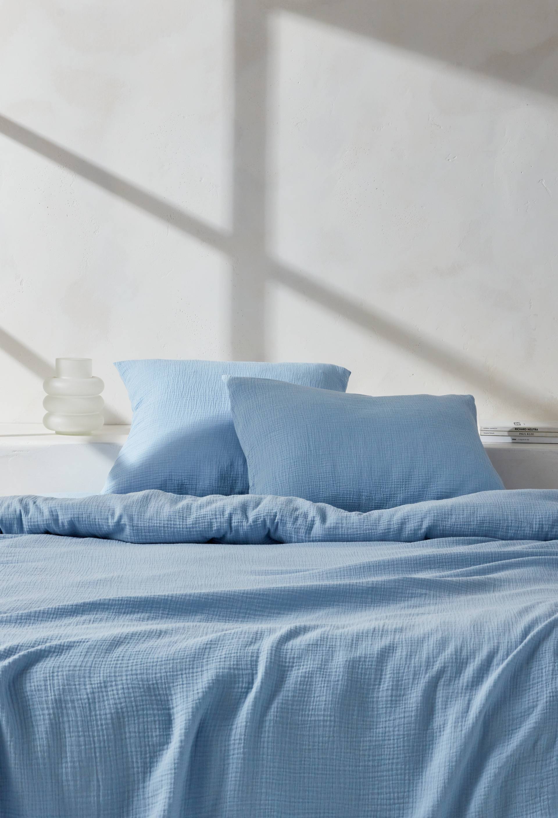 Housse de couette gaze de coton, 220x240cm, 100% coton bio, OEKOTEX, Bleu clair, large image number 0