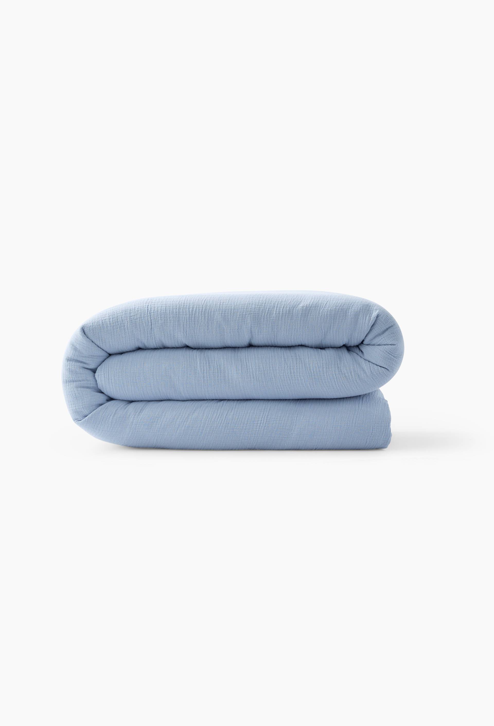 Housse de couette gaze de coton, 220x240cm, 100% coton bio, OEKOTEX, Bleu clair, large image number 1