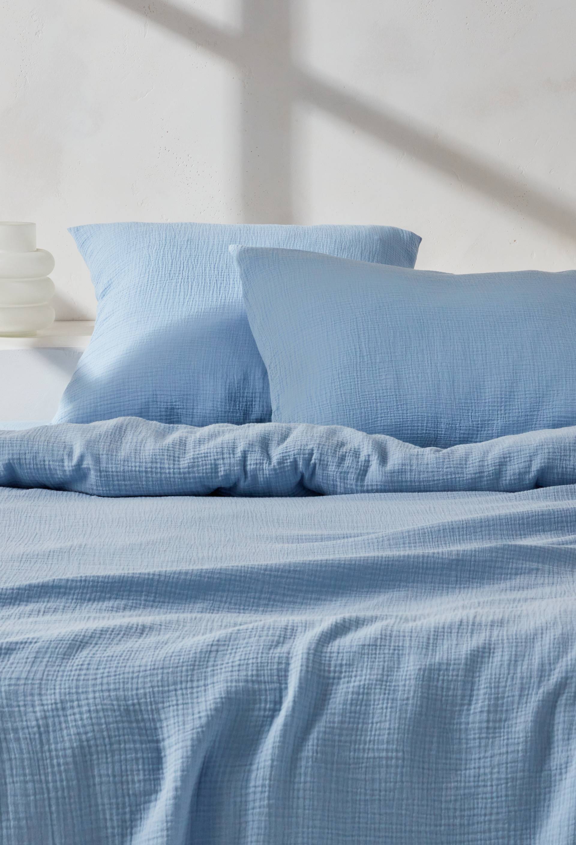 Housse de couette gaze de coton, 220x240cm, 100% coton bio, OEKOTEX, Bleu clair, large image number 2