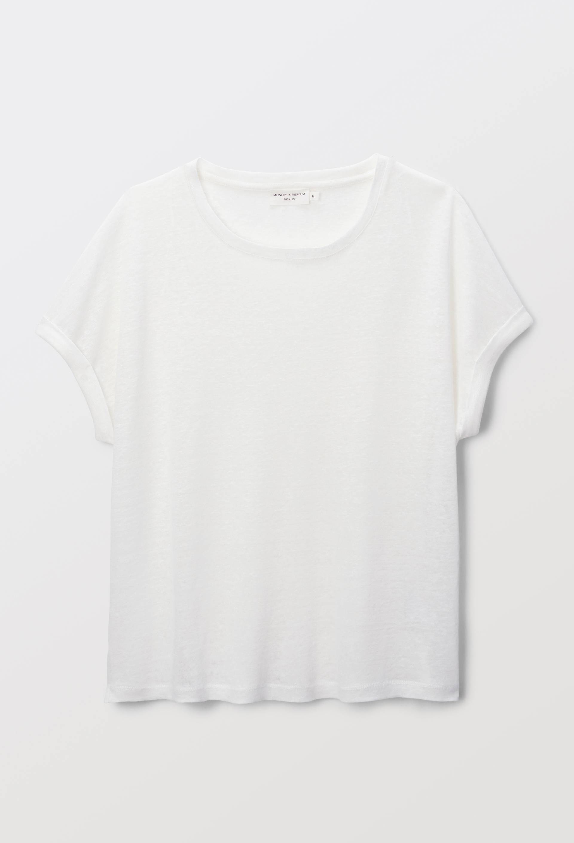 T-shirt col rond en lin jersey, Ecru, large image number 2.0