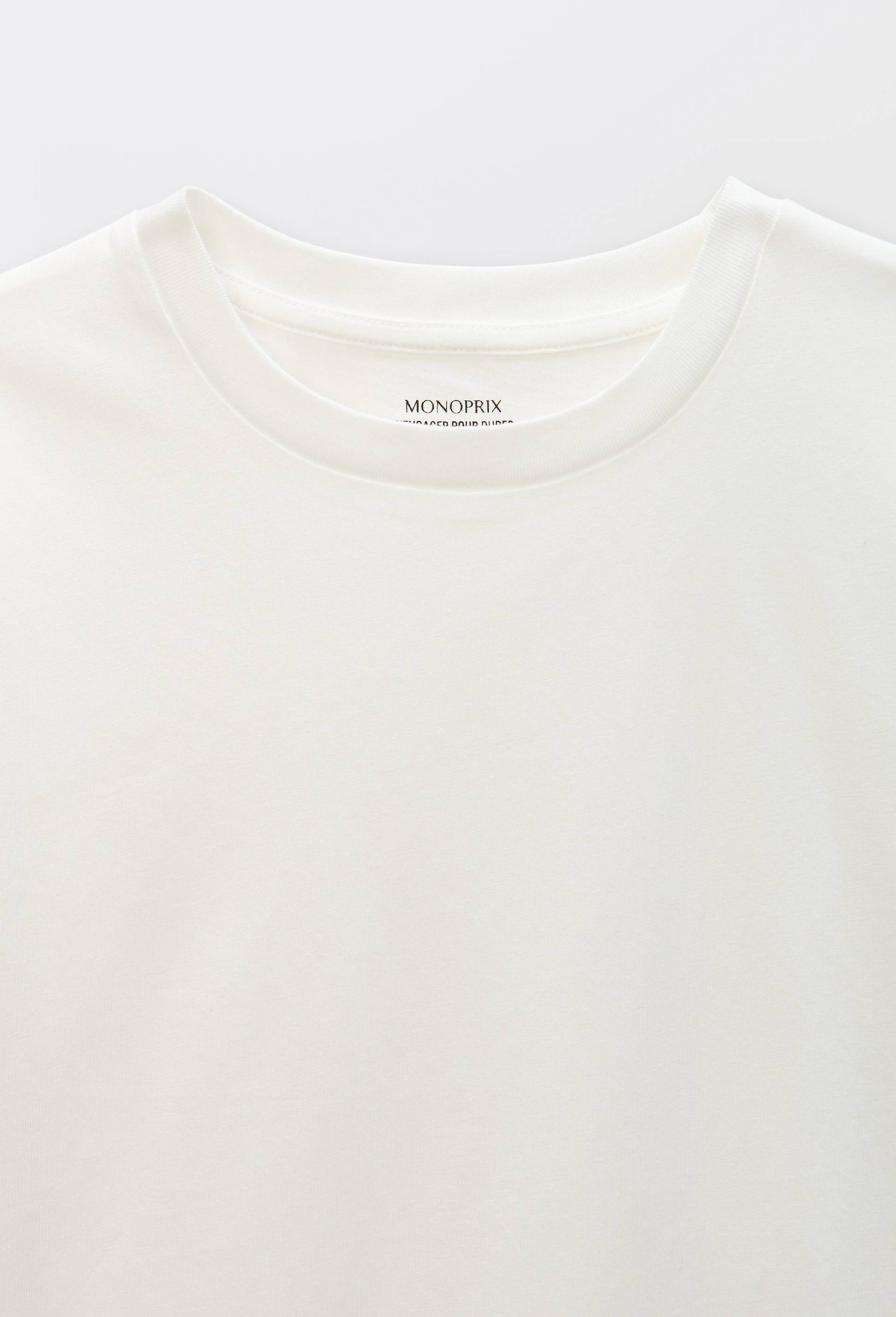 T-shirt manches courtes uni en coton BIO GOTS, Blanc, large image number 2