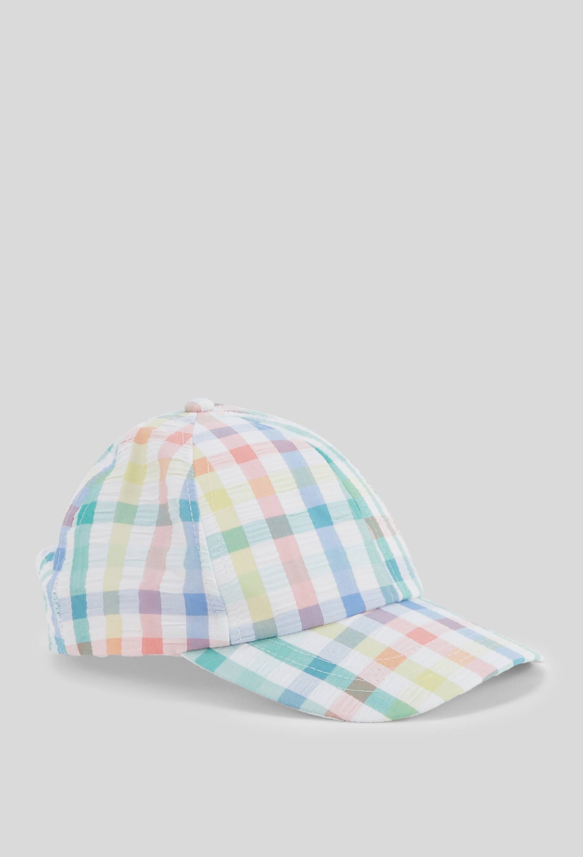 Casquette ray&eacute;e contenant du coton, Blanc, large image number 0