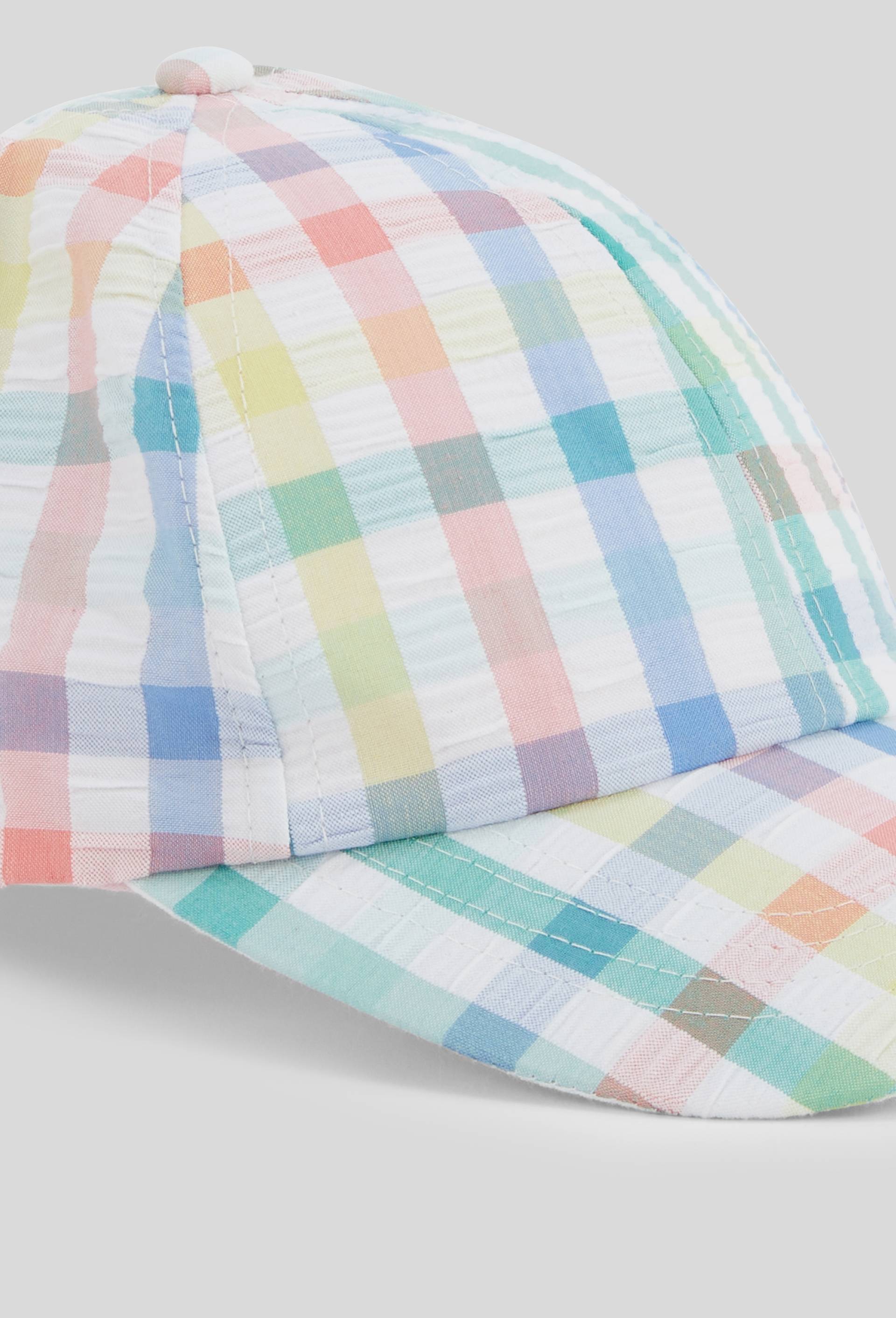 Casquette ray&eacute;e contenant du coton, Blanc, large image number 1