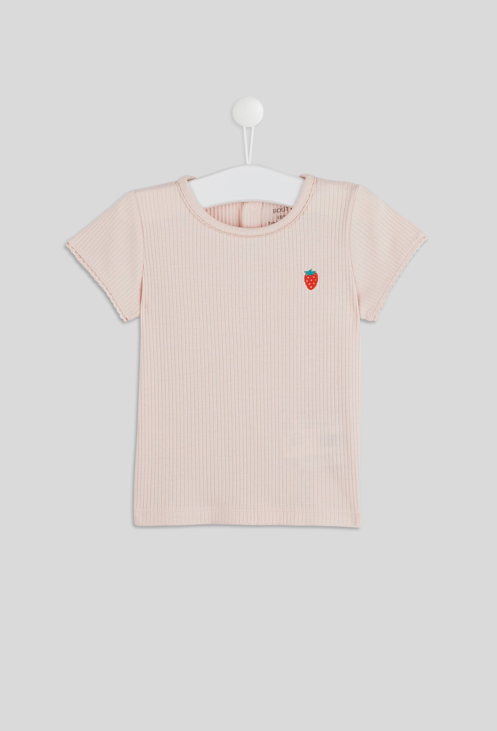 T-shirt manches courtes brod&eacute; en coton BIO, Rose clair, large image number 0