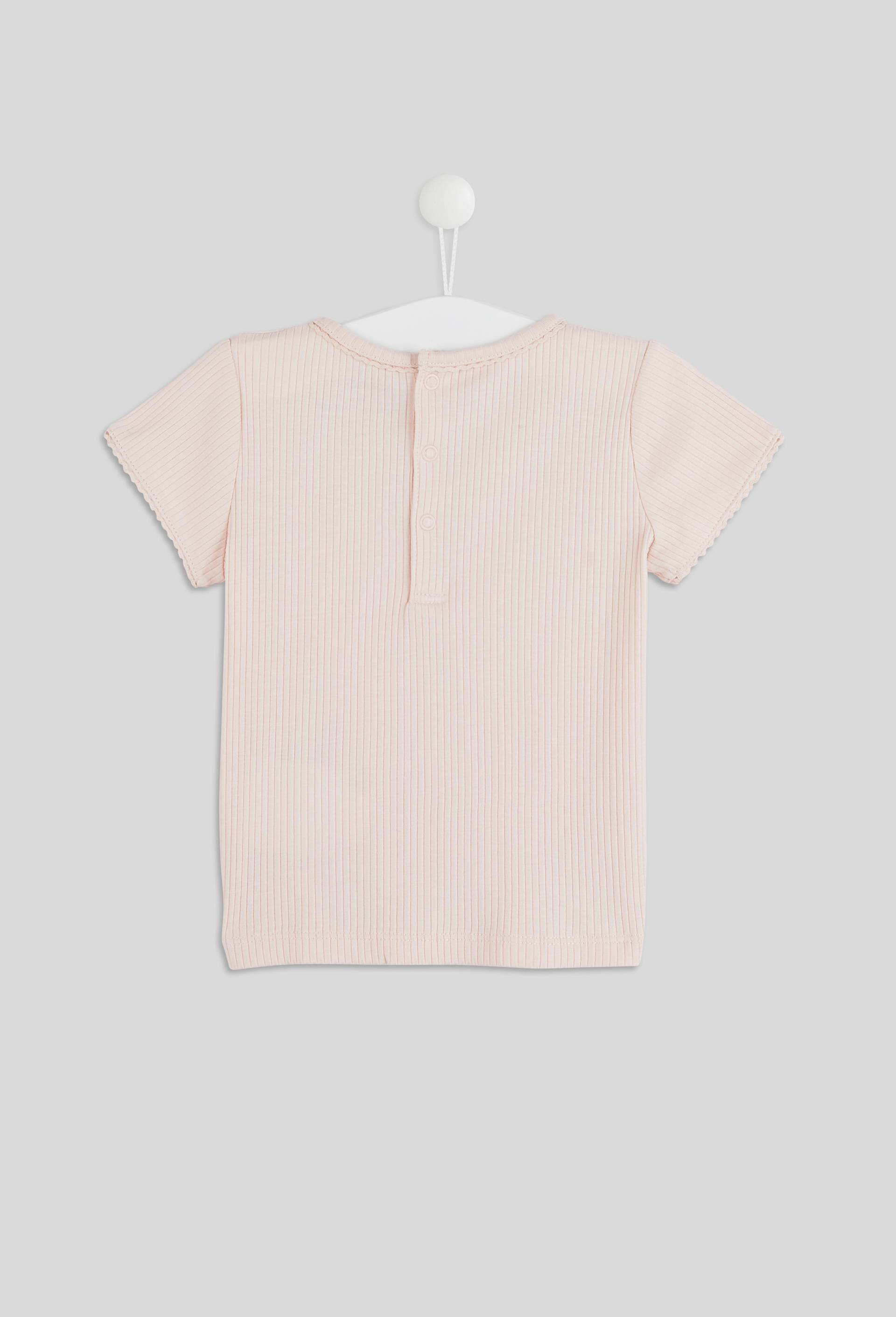 T-shirt manches courtes brod&eacute; en coton BIO, Rose clair, large image number 1.0
