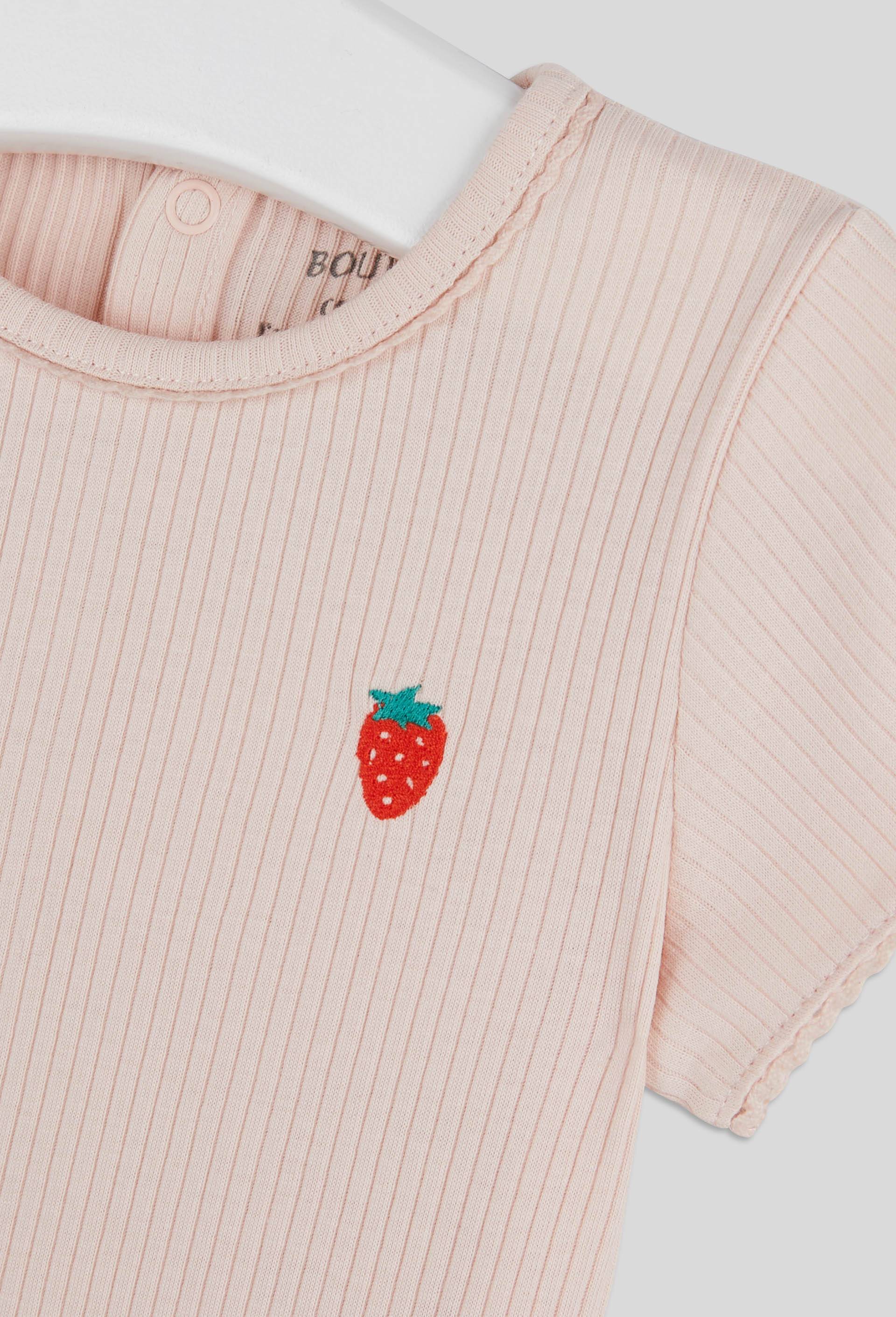 T-shirt manches courtes brod&eacute; en coton BIO, Rose clair, large image number 2