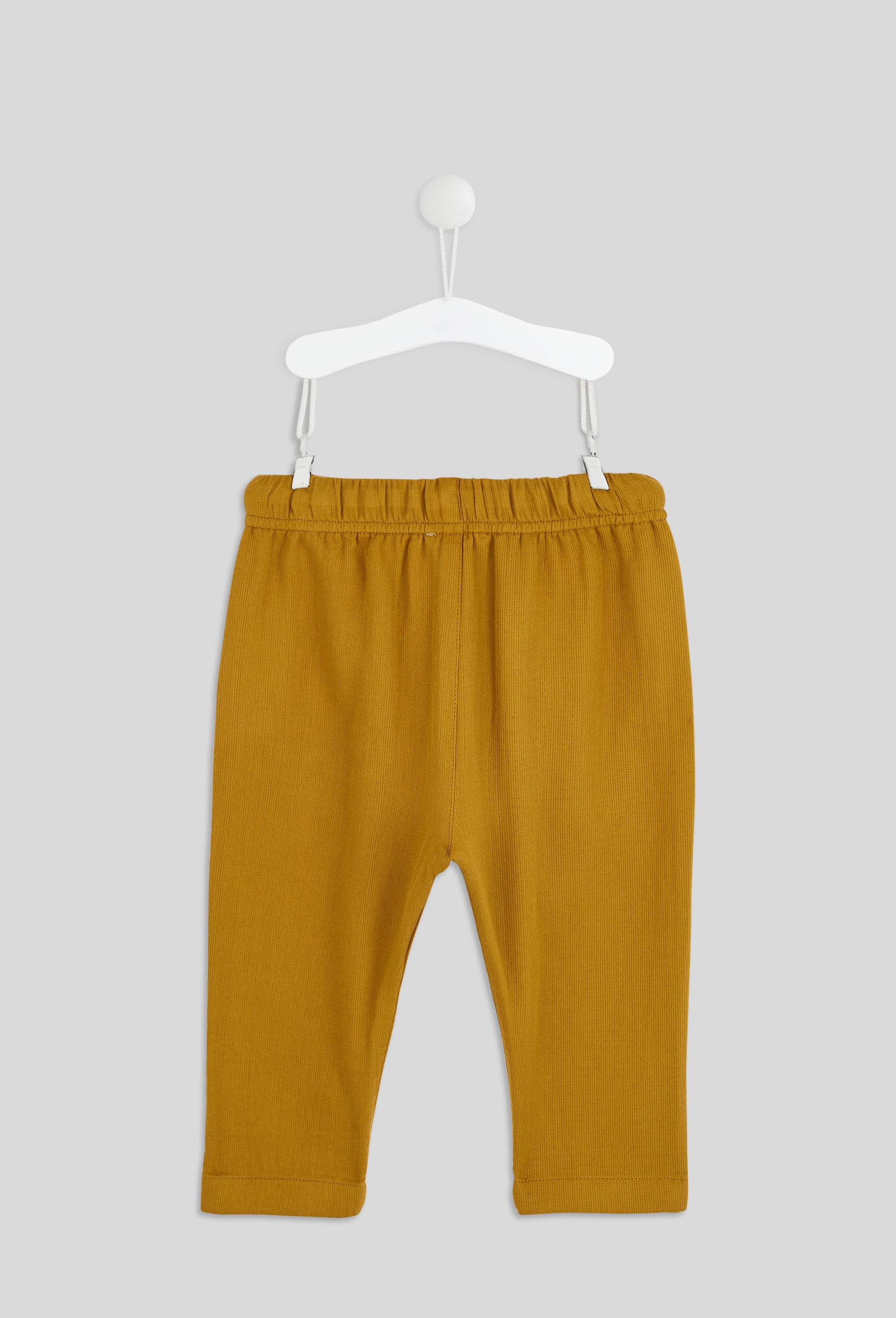 Pantalon taille &eacute;lastique uni en gaze de coton BIO GOTS, Jaune fonc&eacute;, large image number 1.0
