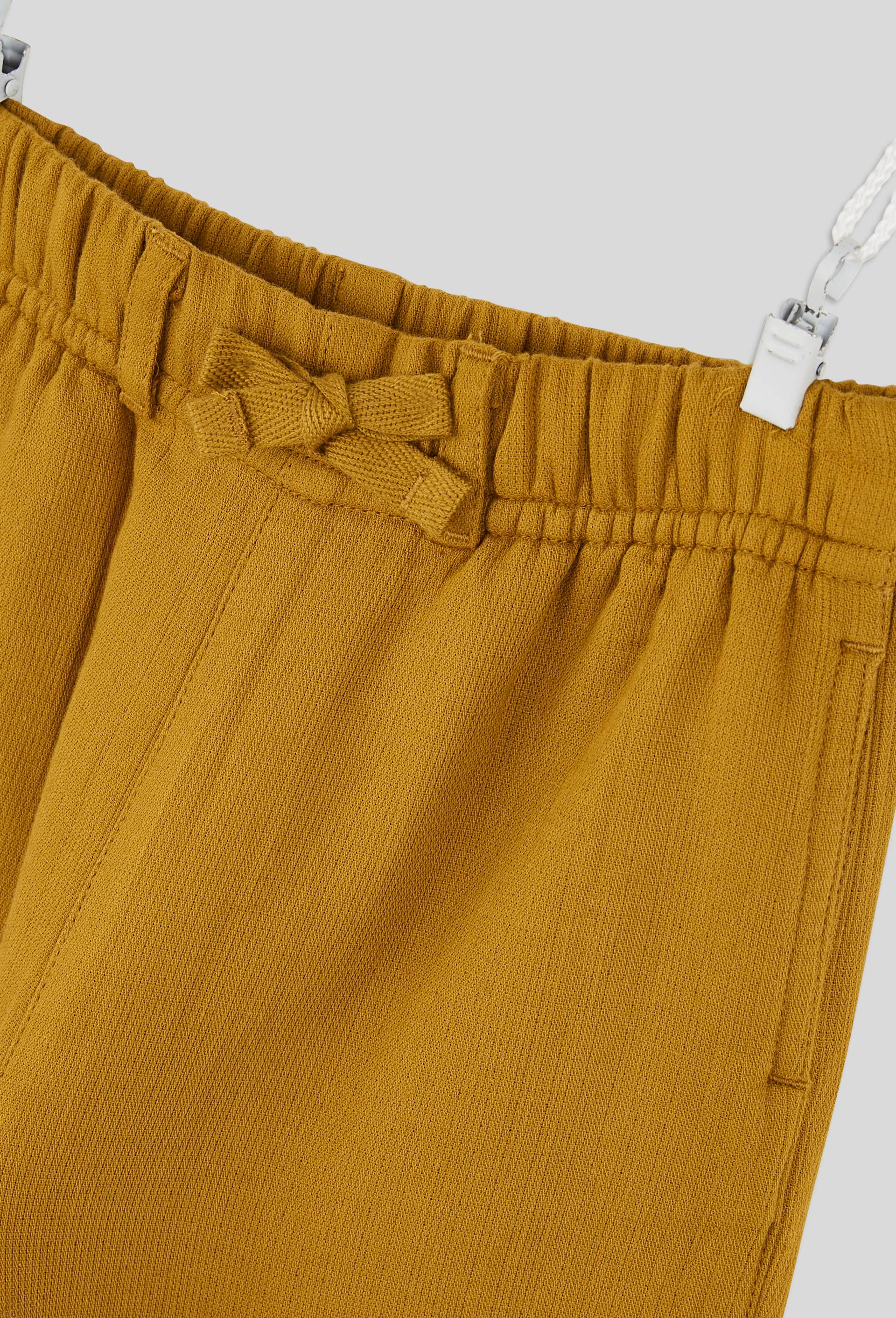 Pantalon taille &eacute;lastique uni en gaze de coton BIO GOTS, Jaune fonc&eacute;, large image number 2
