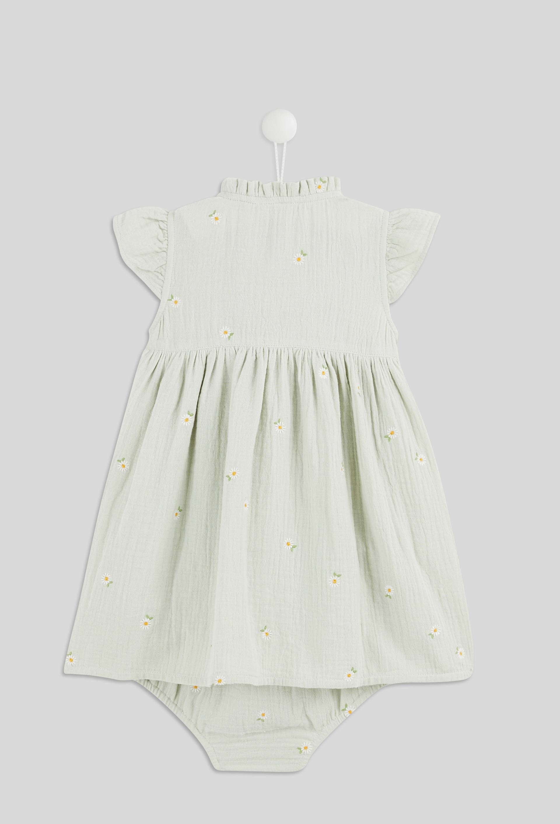 Robe portefeuille avec culotte brod&eacute;e en coton BIO, Vert clair, large image number 1