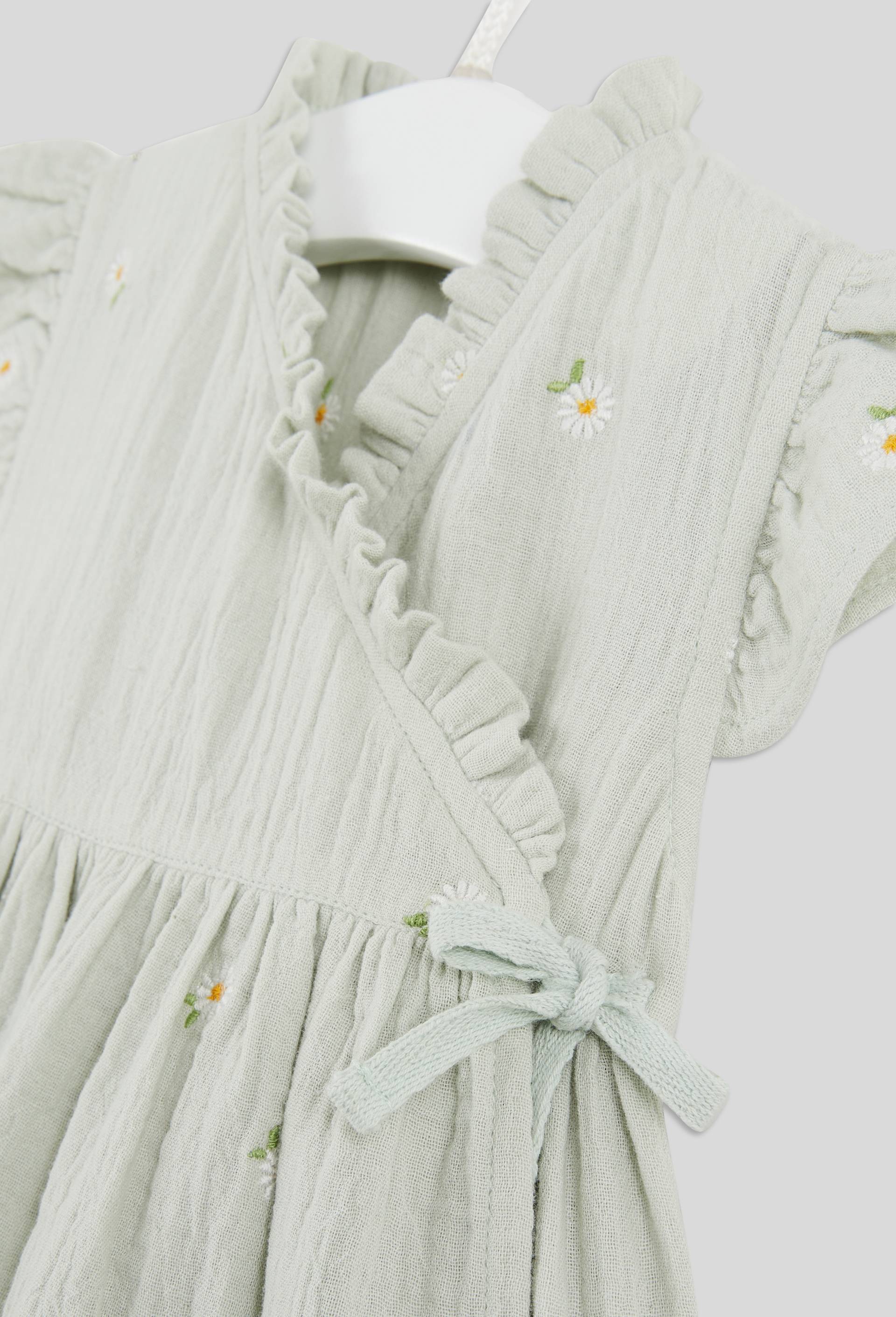 Robe portefeuille avec culotte brod&eacute;e en coton BIO, Vert clair, large image number 2