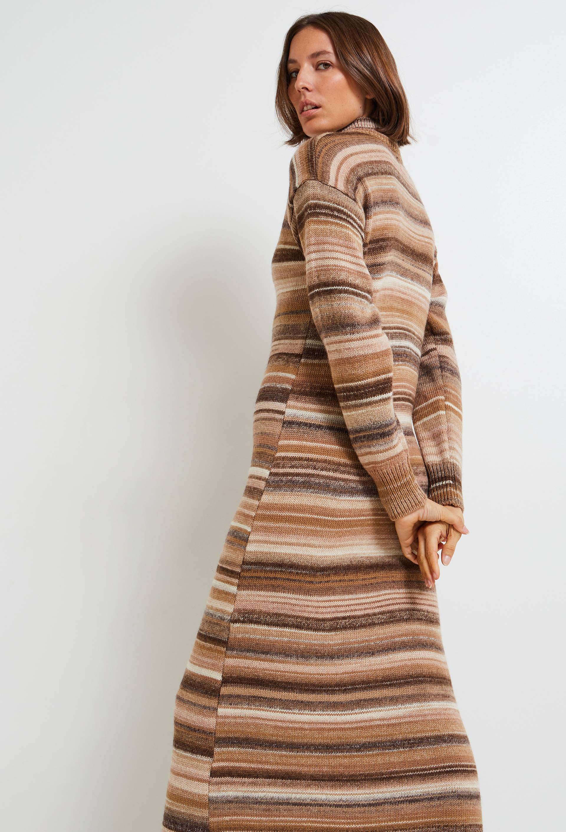 Robe longue maille fantaisie contenant de la laine, Ecru, large image number 1