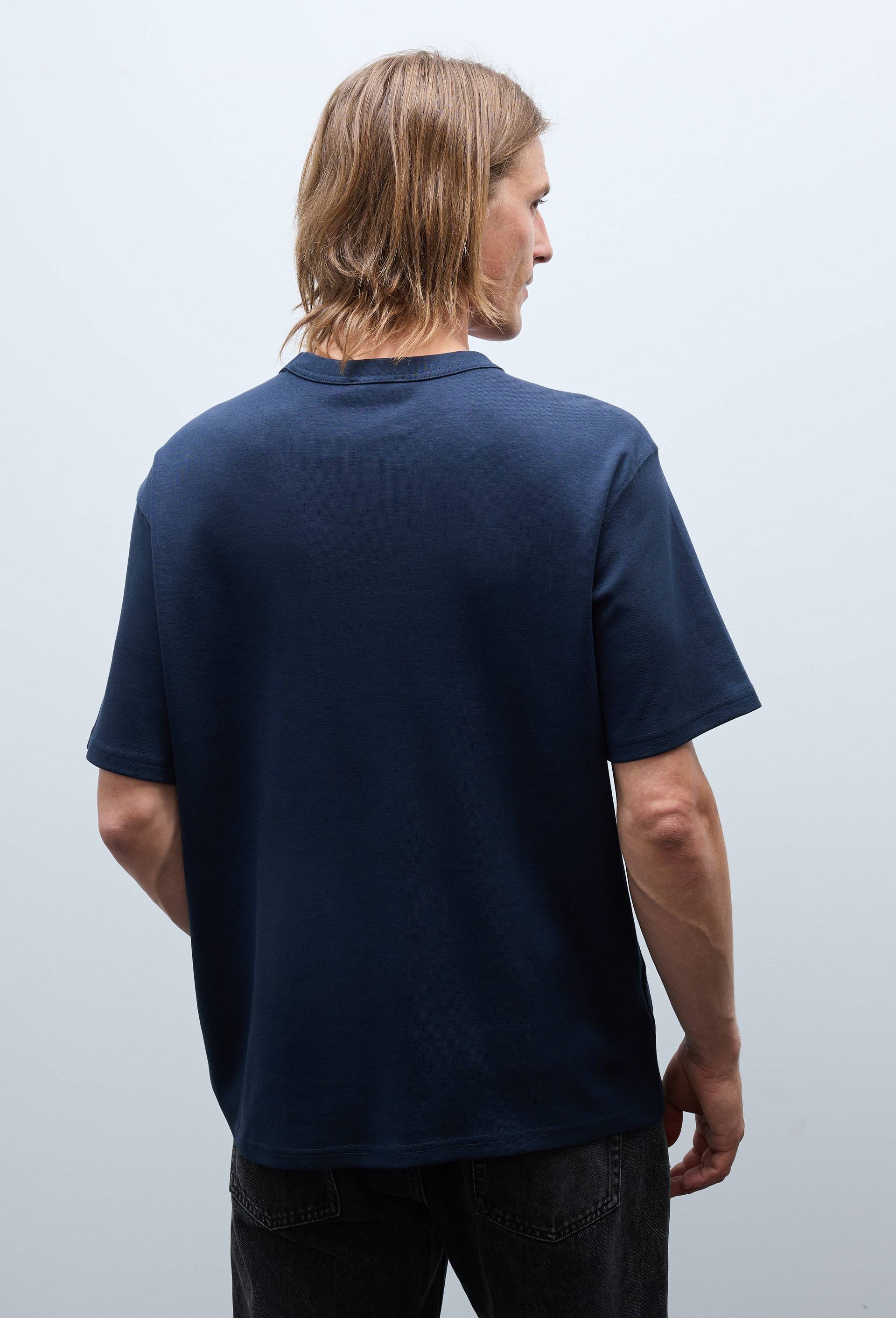 T-shirt manches courtes interlock en coton BIO GOTS, Bleu fonc&eacute;, large image number 1.0
