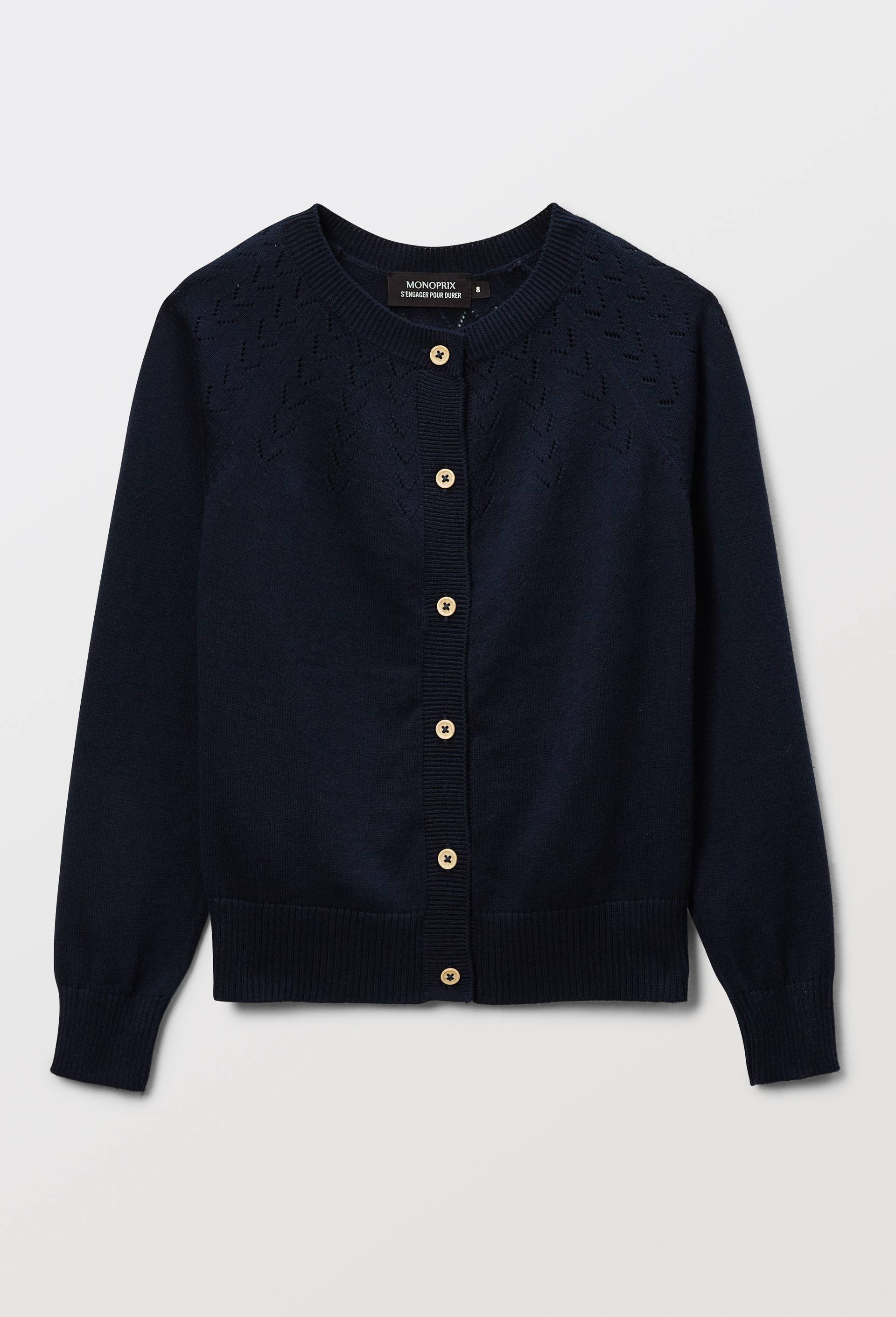 Cardigan uni en coton, Bleu foncé, large image number 0