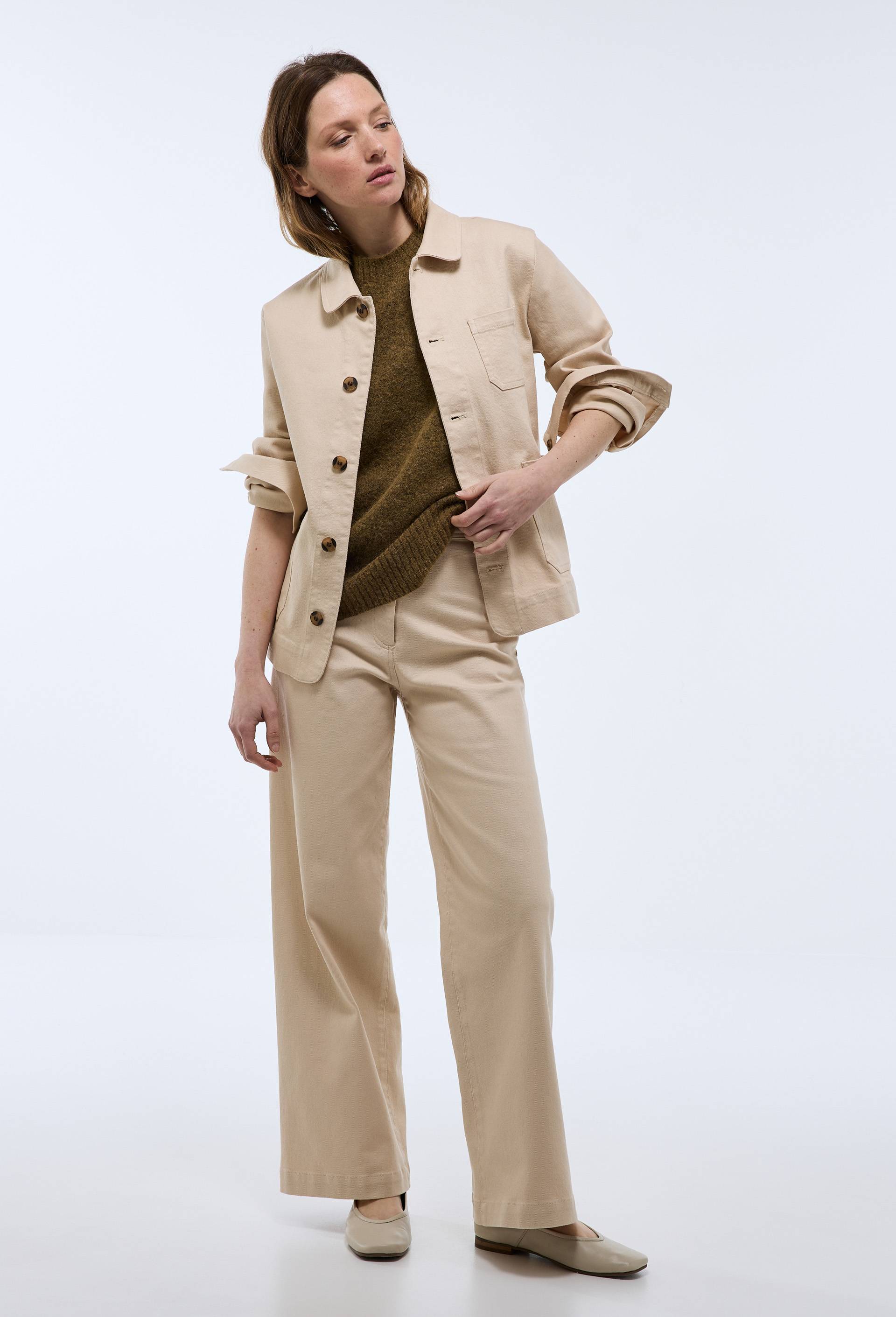 Veste courte contenant du coton, Beige clair, swatch image