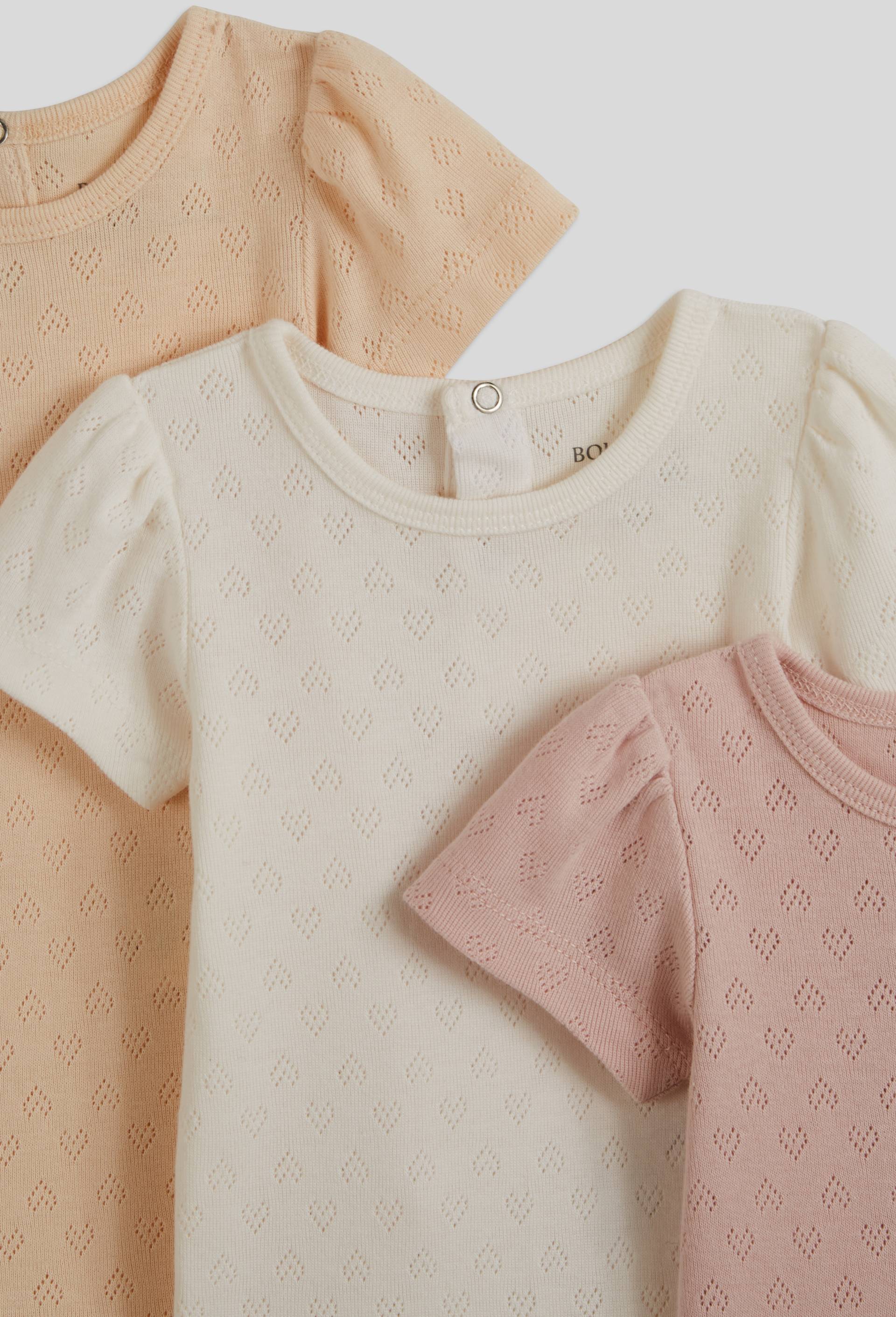 Lot de 3 bodies manches courtes uni en coton BIO GOTS, Rose clair, large image number 2