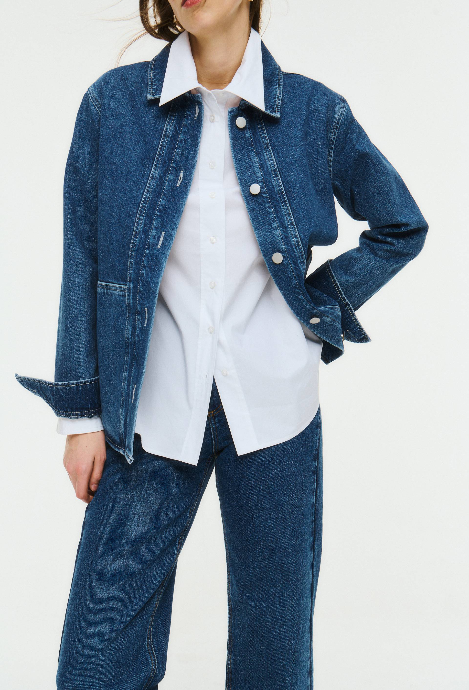 Veste courte boutonnée en denim - MONOPRIX - Modalova