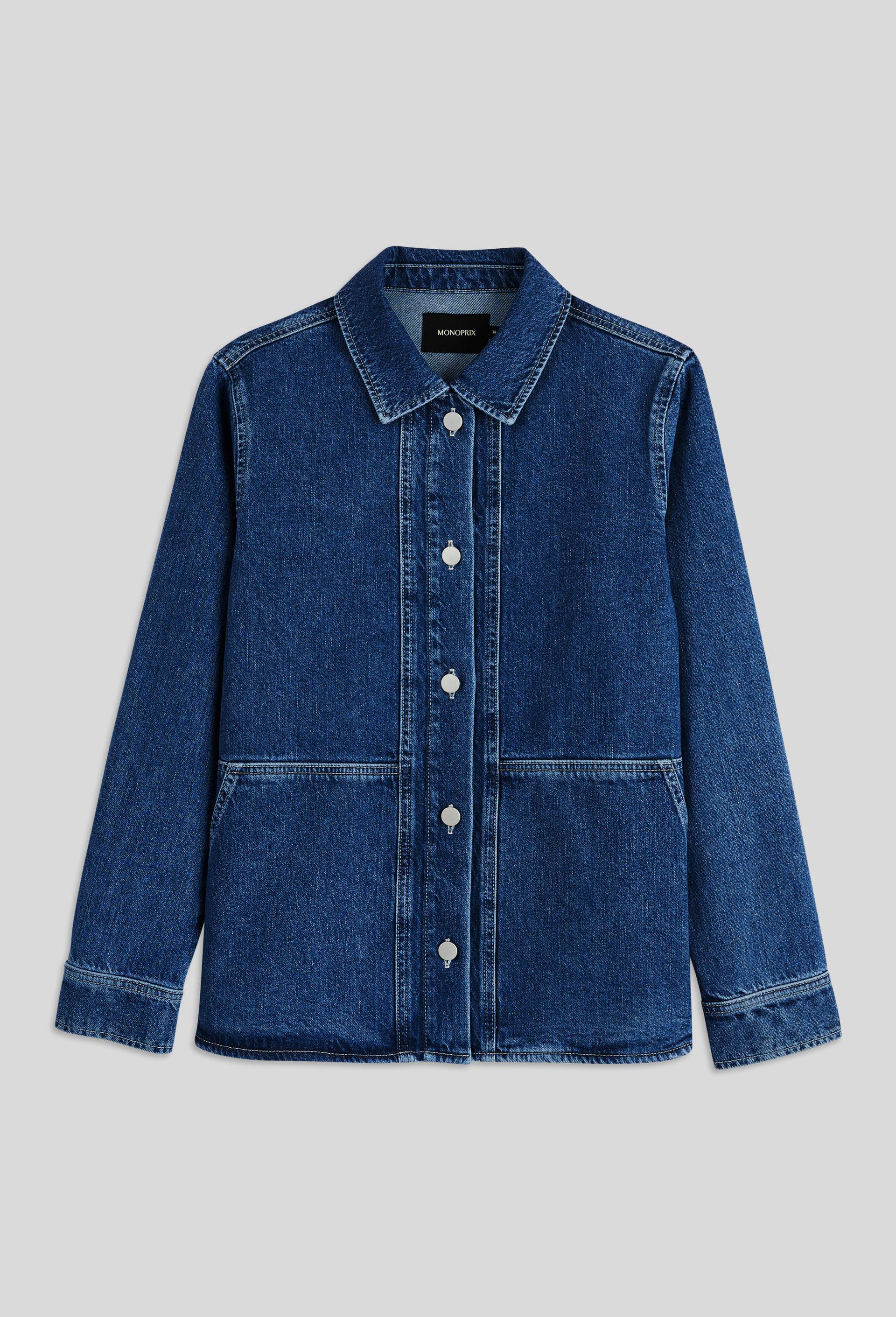 Veste courte boutonnée en denim