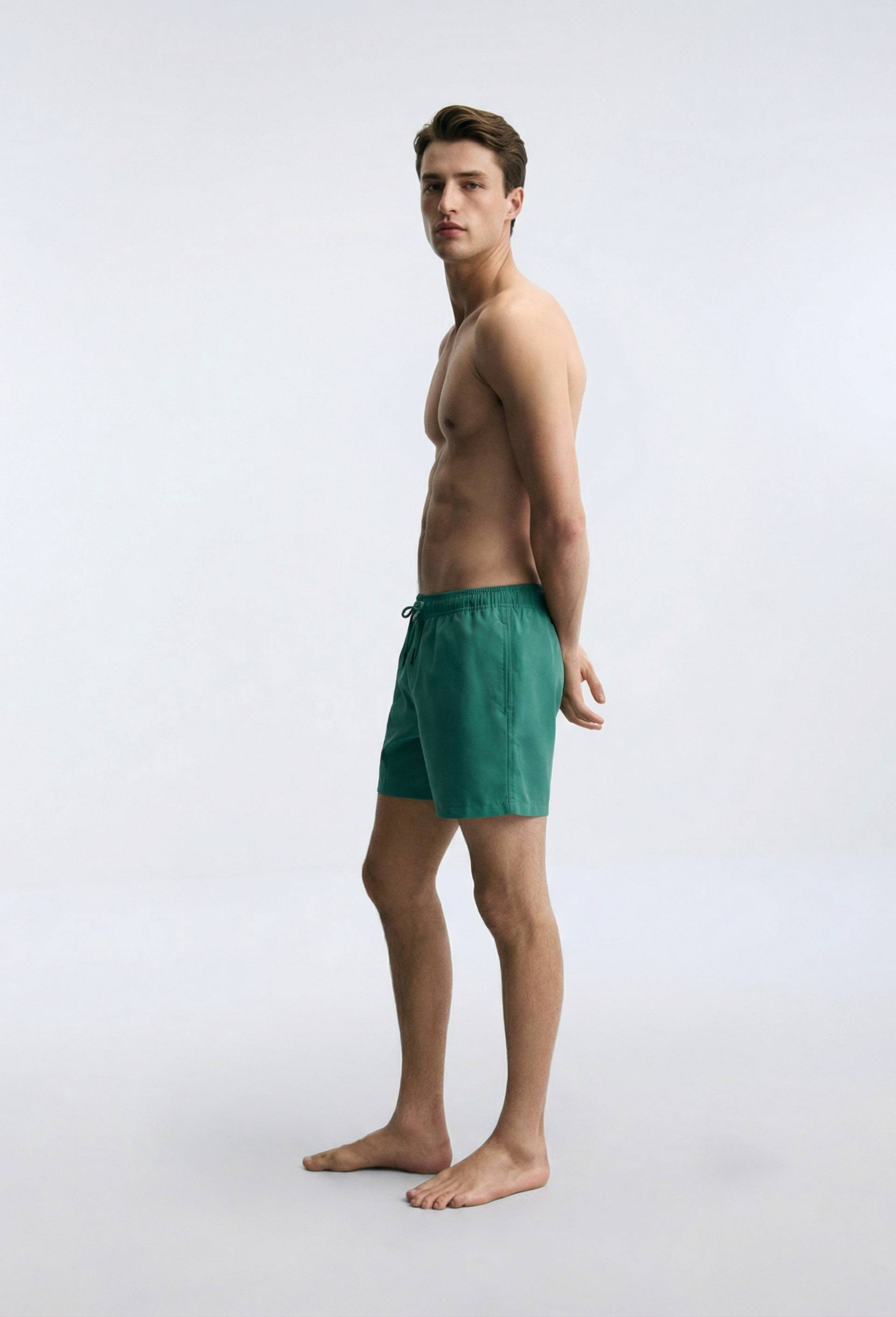 Short de bain uni, Vert, large image number 3