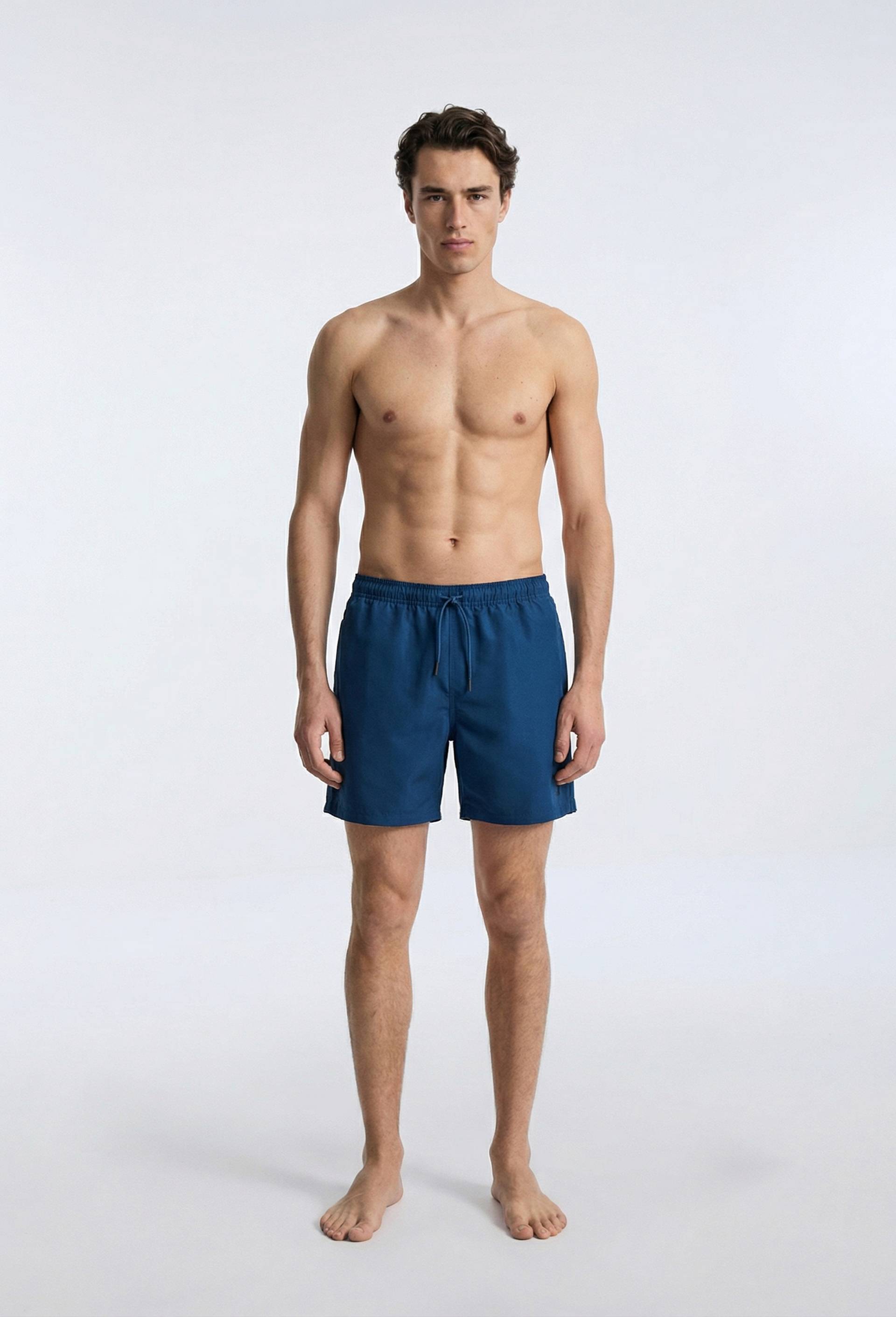 Short de bain uni, Bleu fonc&eacute;, swatch image