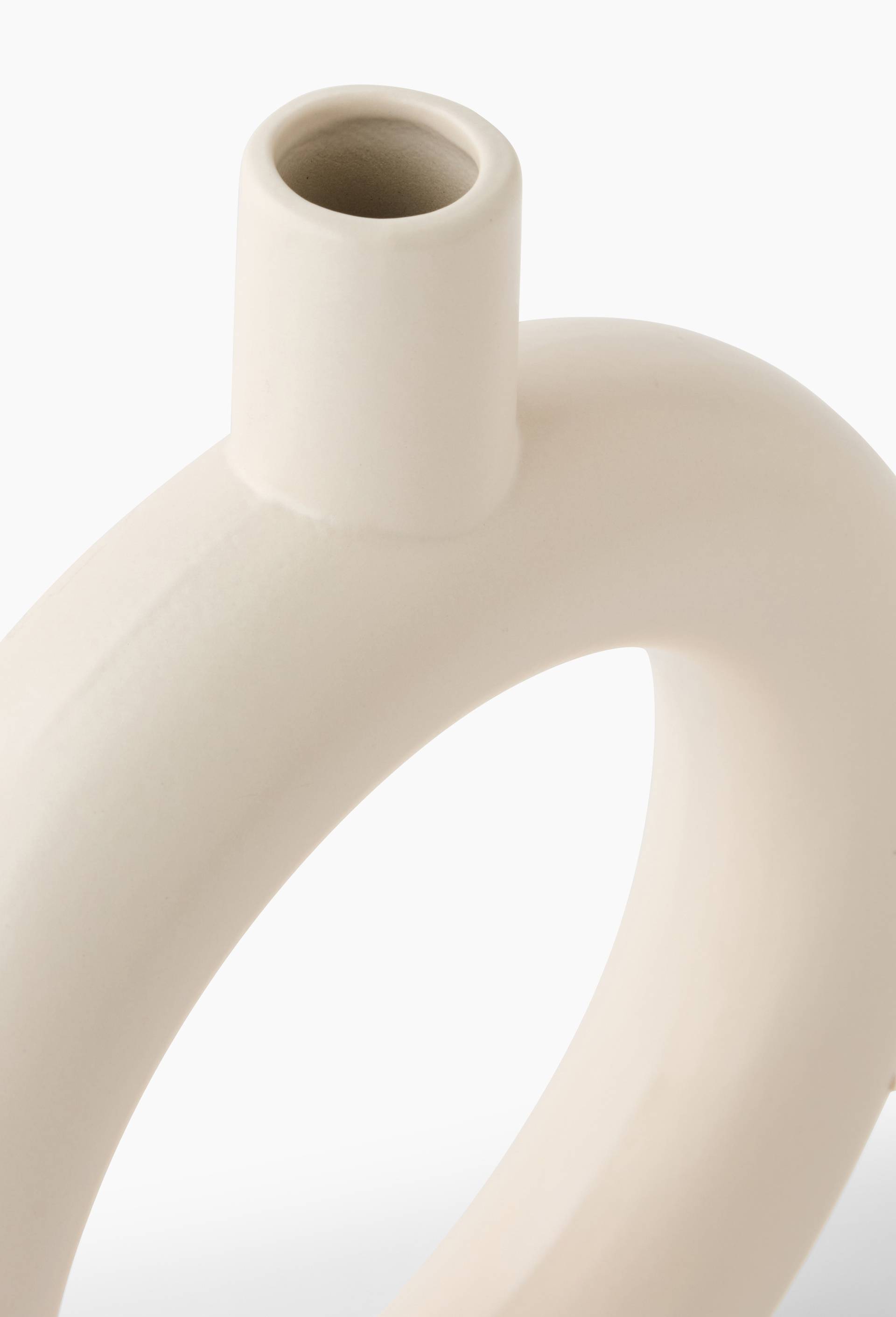 Vase soliflore cercle, 25x23cm, en c&eacute;ramique, Beige, large image number 2.0