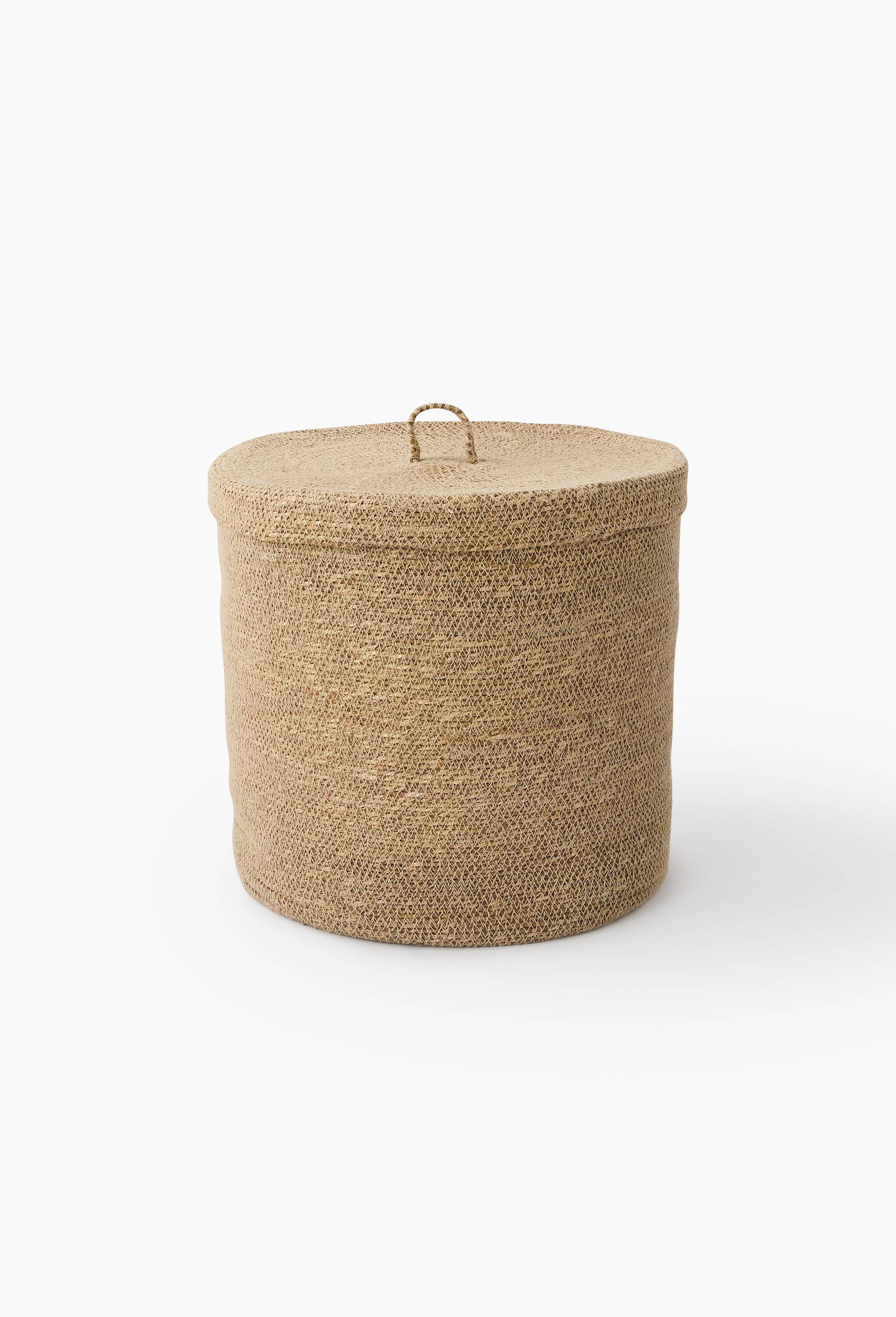 Boite de rangement ronde, en jonc de mer, Beige clair, large image number 2