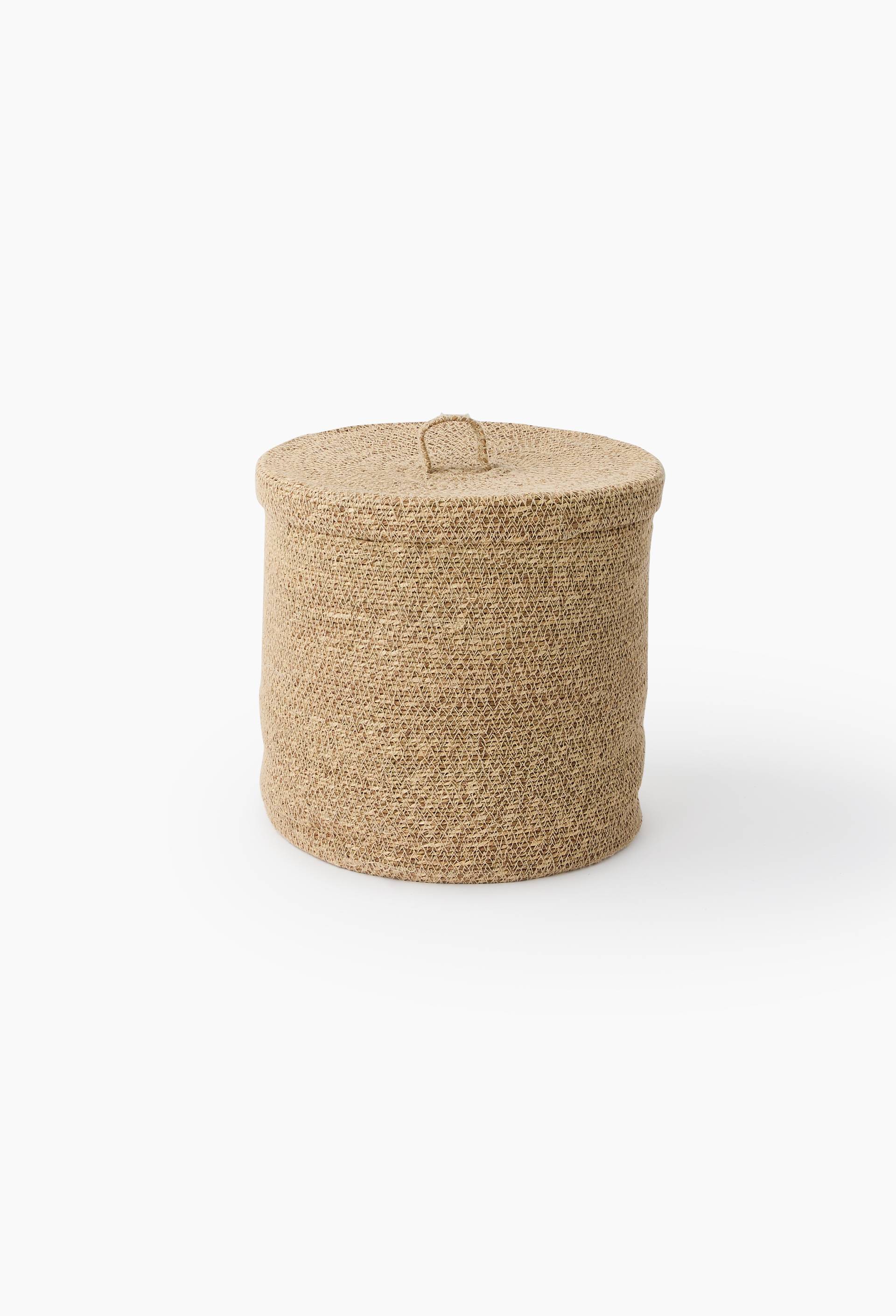 Boite de rangement ronde, en jonc de mer, Beige clair, large image number 3.0
