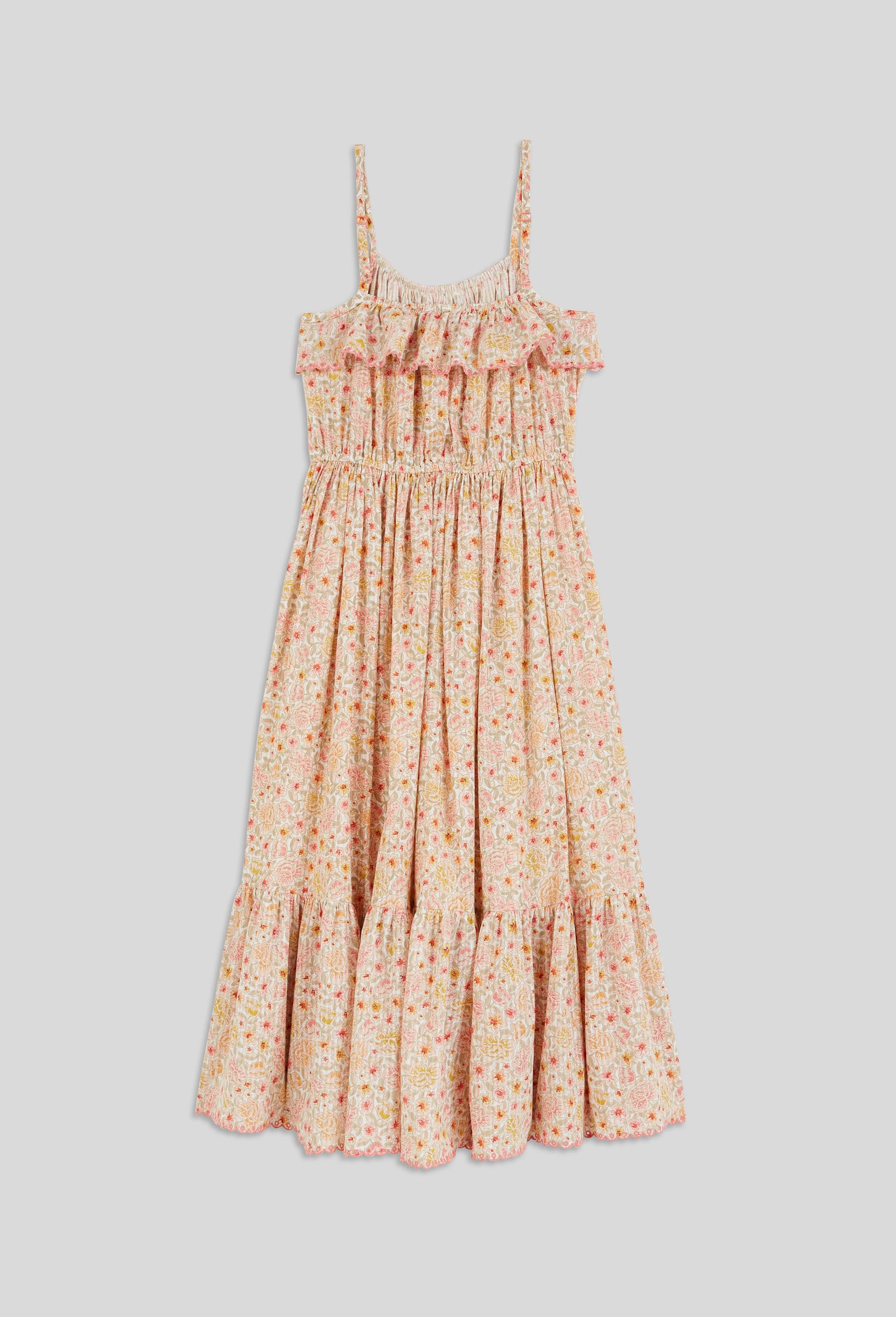 Robe midi à bretelles imprimée en coton, Ecru, large image number 2