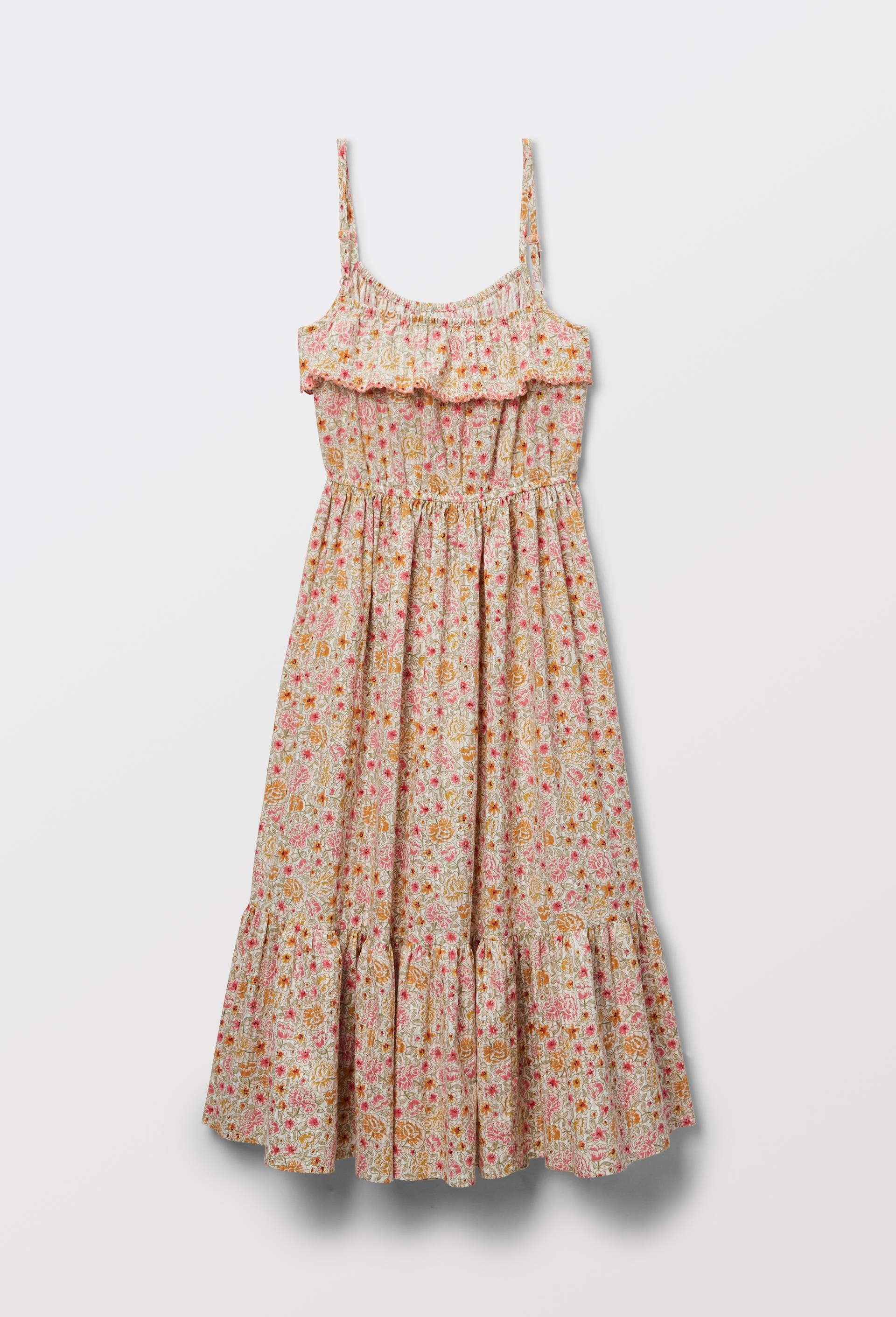 Robe midi &agrave; bretelles imprim&eacute;e en coton, Ecru, large image number 2