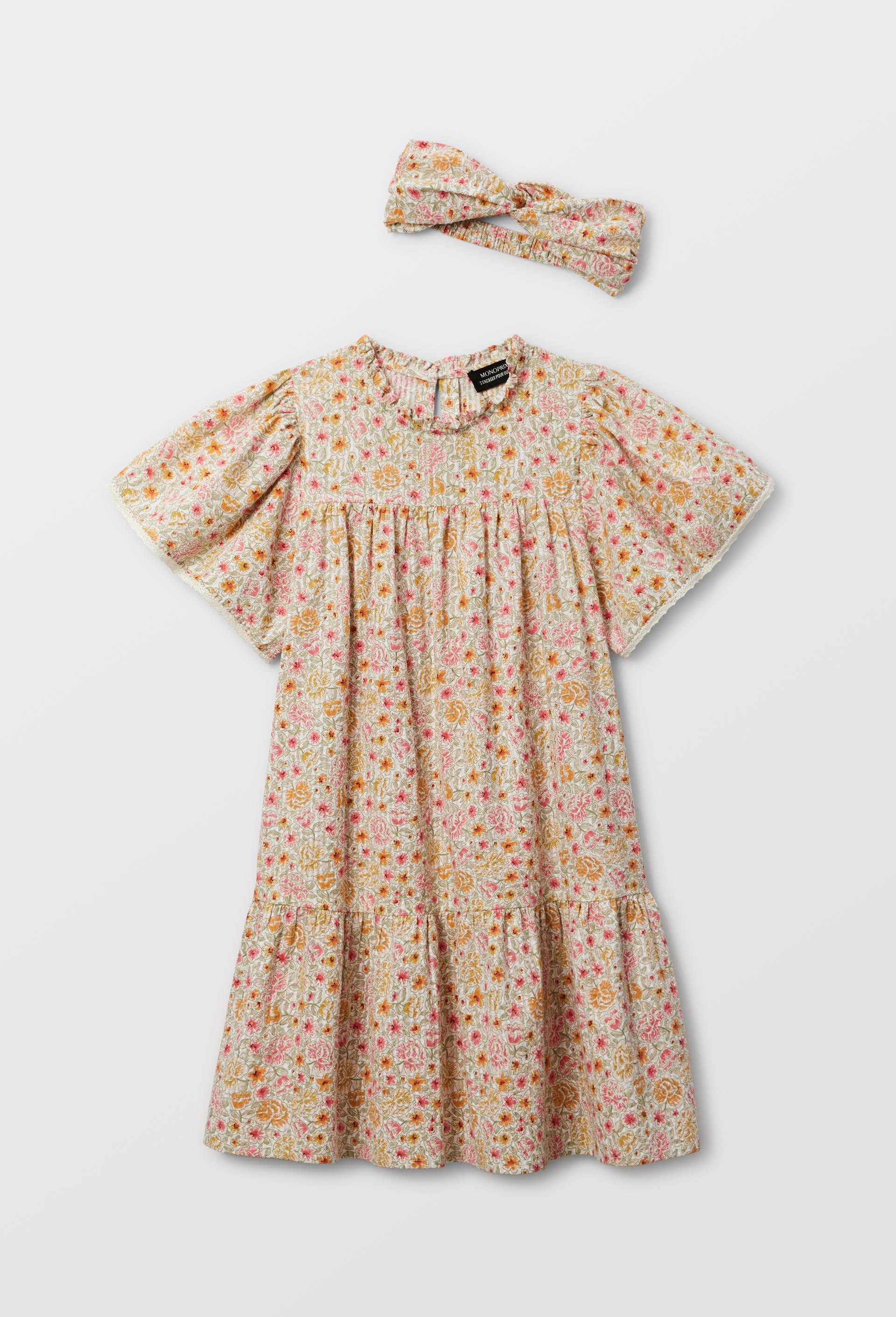 Robe courte imprim&eacute;e en coton, Ecru, large image number 1.0