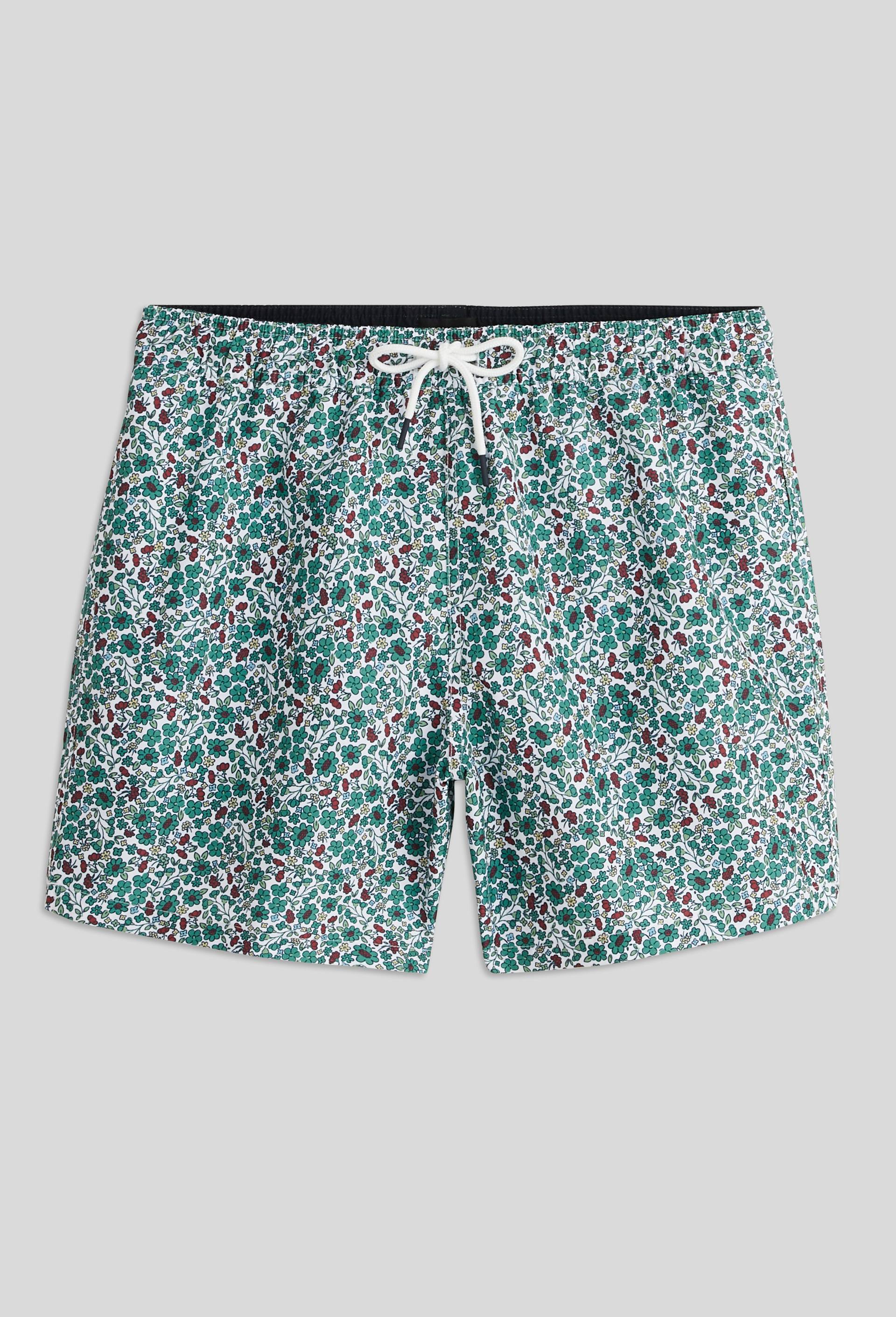 Short de bain imprim&eacute; fleur en polyester recycl&eacute;, certifi&eacute; OEKO-TEX, Vert, large image number 0