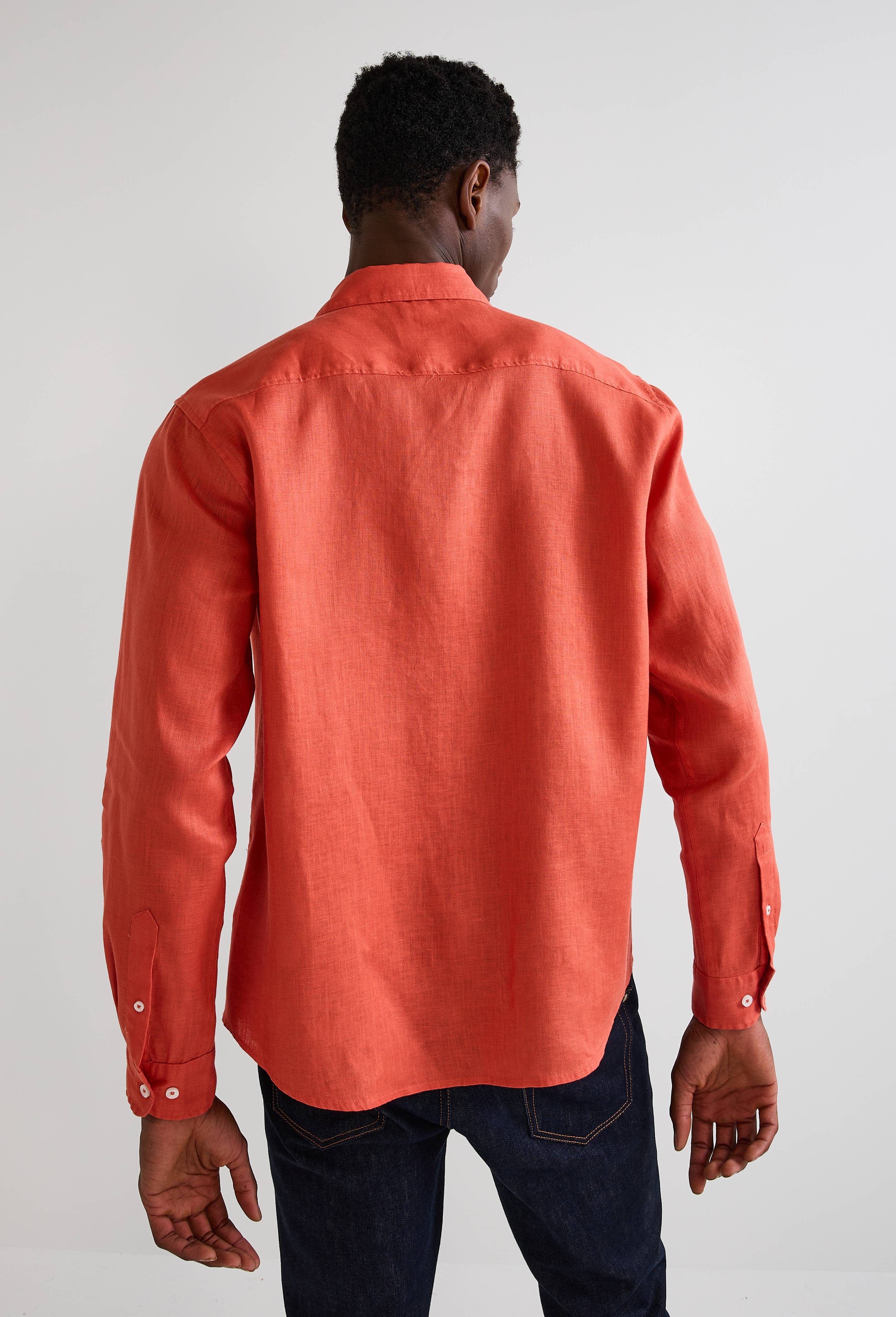 Chemise manches longues en lin, Orange fonc&eacute;, large image number 1