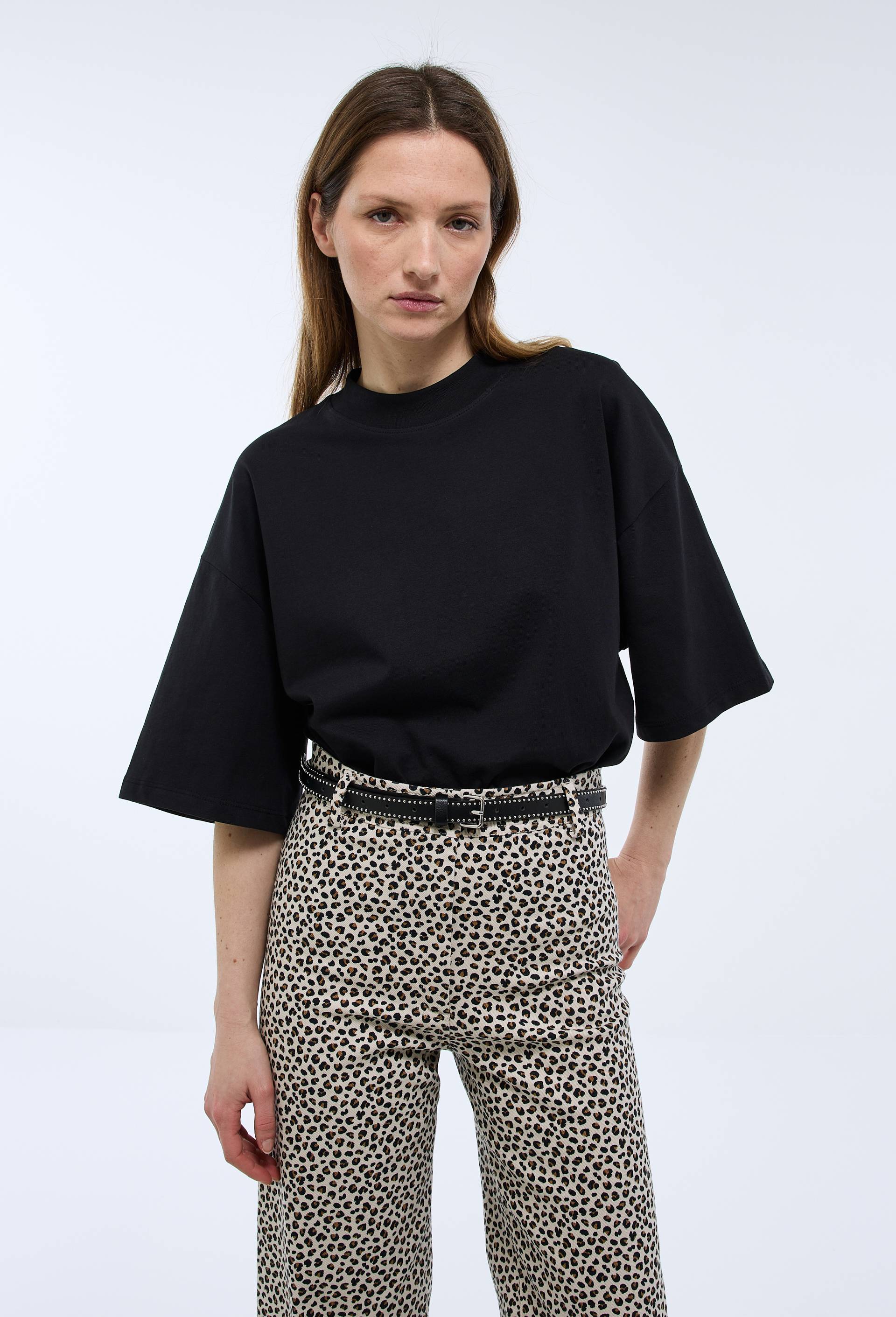 T-shirt manches courtes uni en coton BIO GOTS, Noir, swatch image