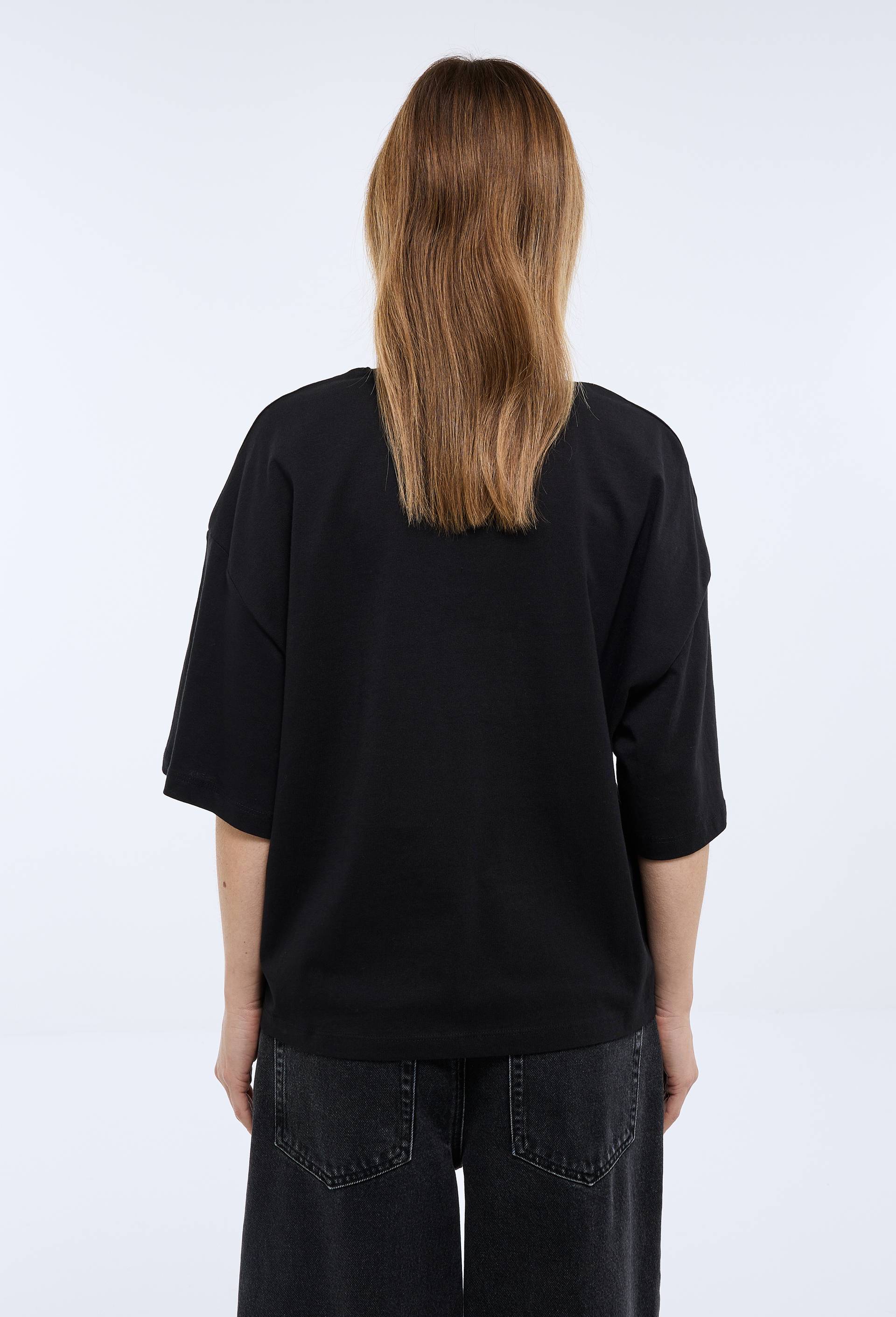 T-shirt manches courtes uni en coton BIO GOTS, Noir, large image number 1