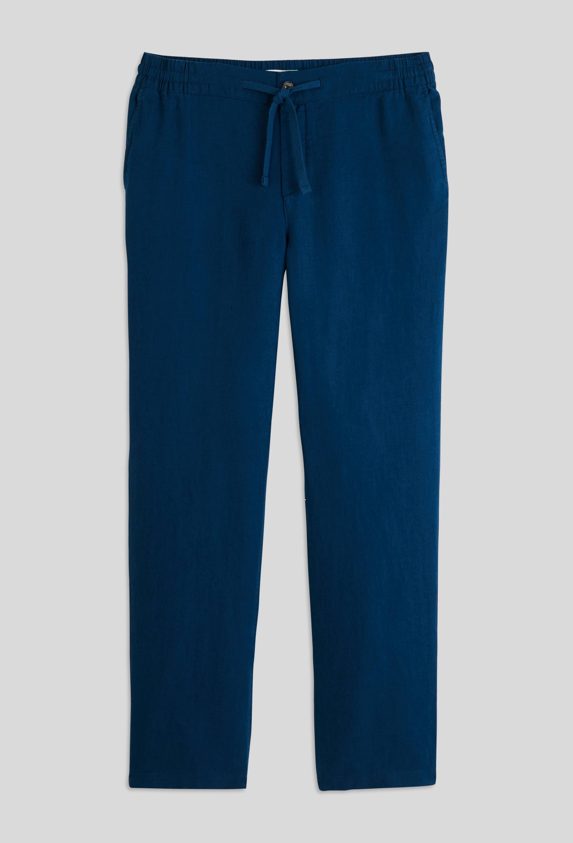 Pantalon &eacute;lastiqu&eacute; en lin, Bleu fonc&eacute;, large image number 0