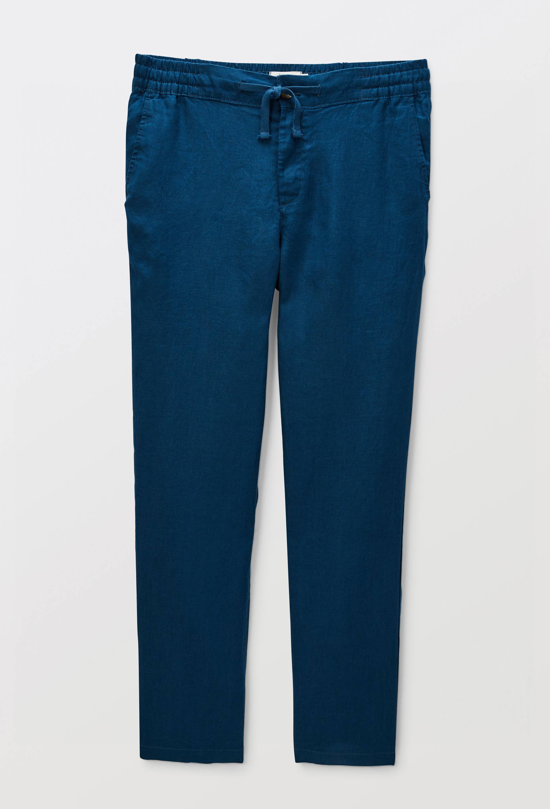 Pantalon &eacute;lastiqu&eacute; en lin, Bleu fonc&eacute;, large image number 2.0