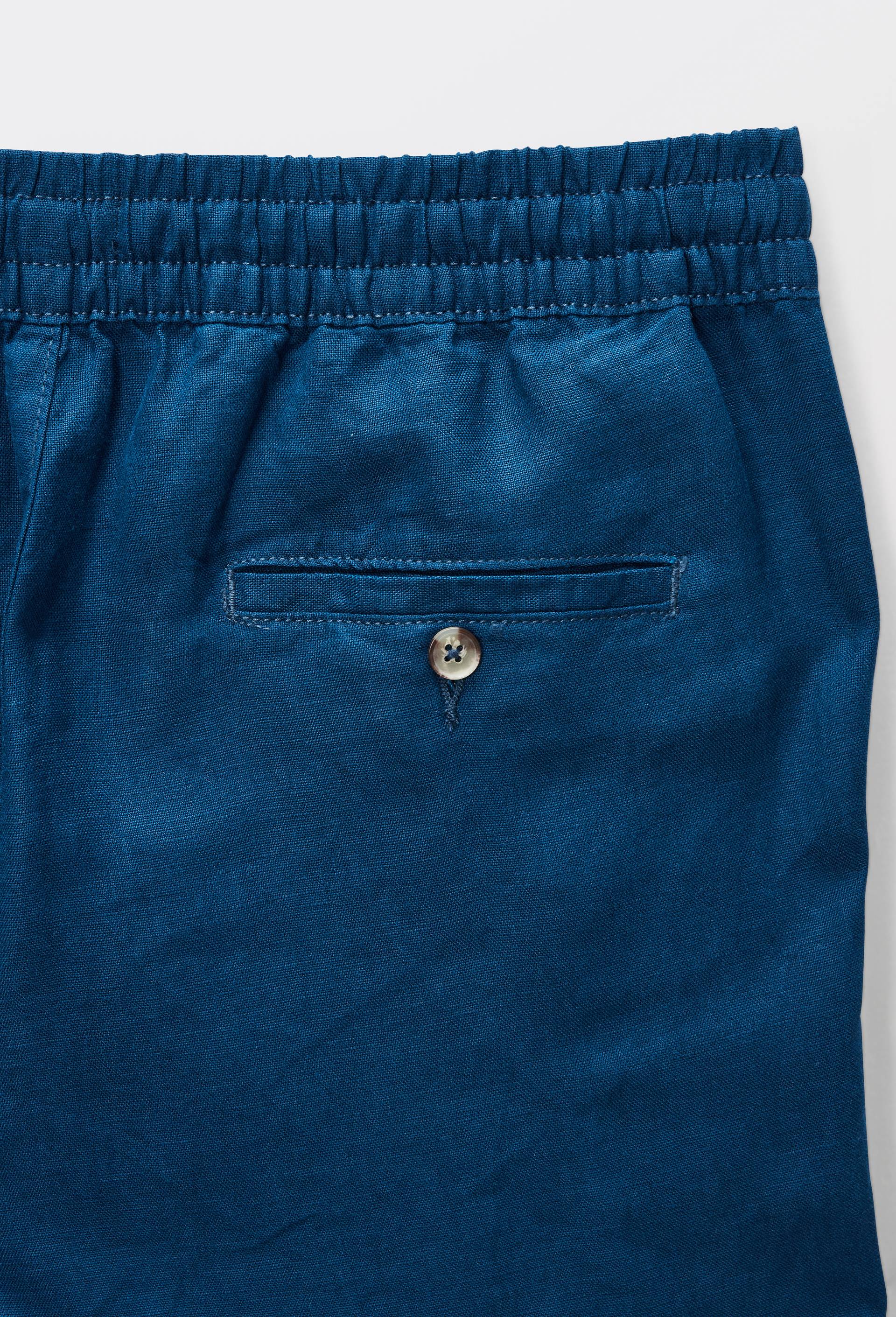 Pantalon &eacute;lastiqu&eacute; en lin, Bleu fonc&eacute;, large image number 4