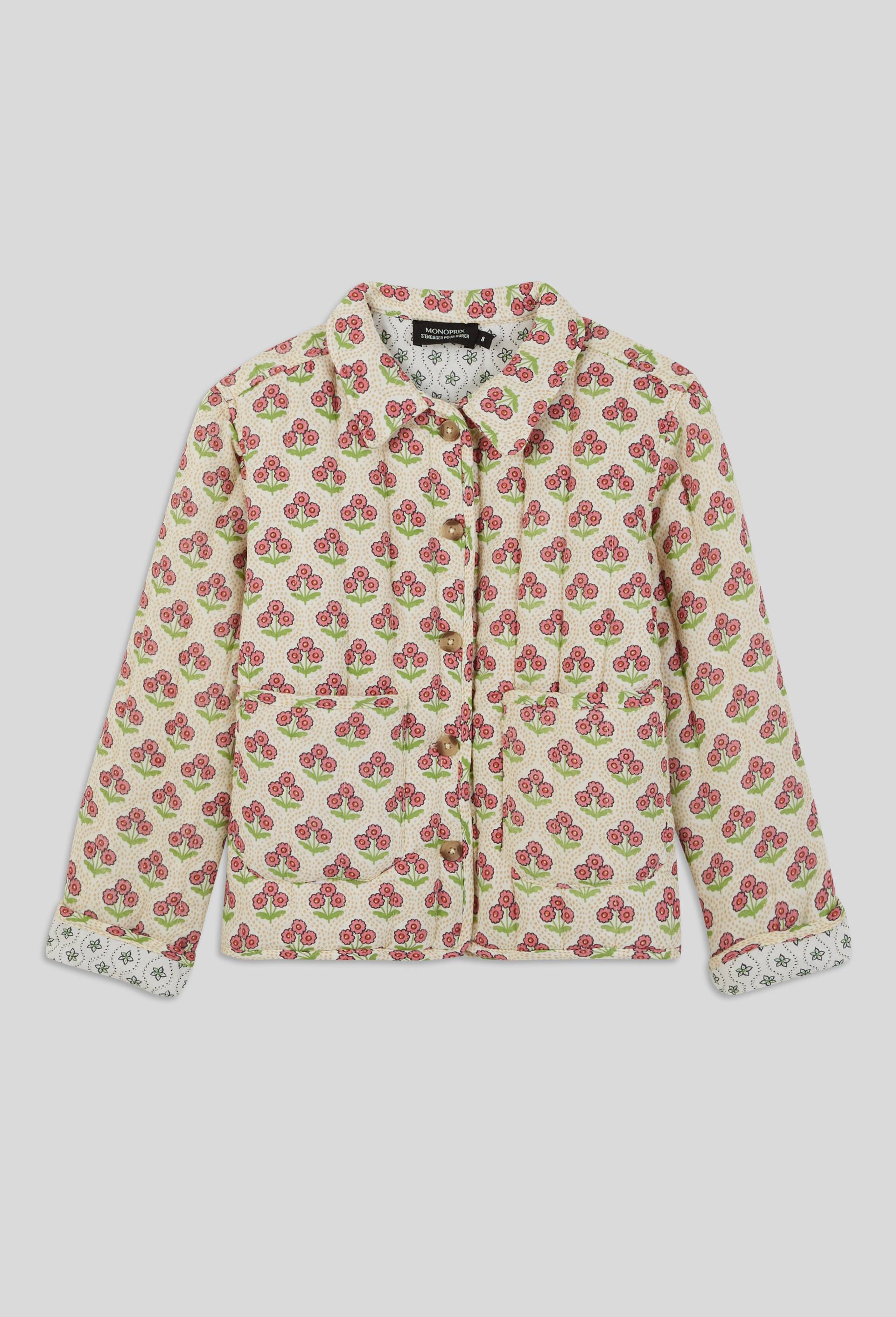 Veste imprim&eacute;e, contient du coton issu de l'agriculture biologique, certifi&eacute; OEKO-TEX, Beige clair, large image number 0