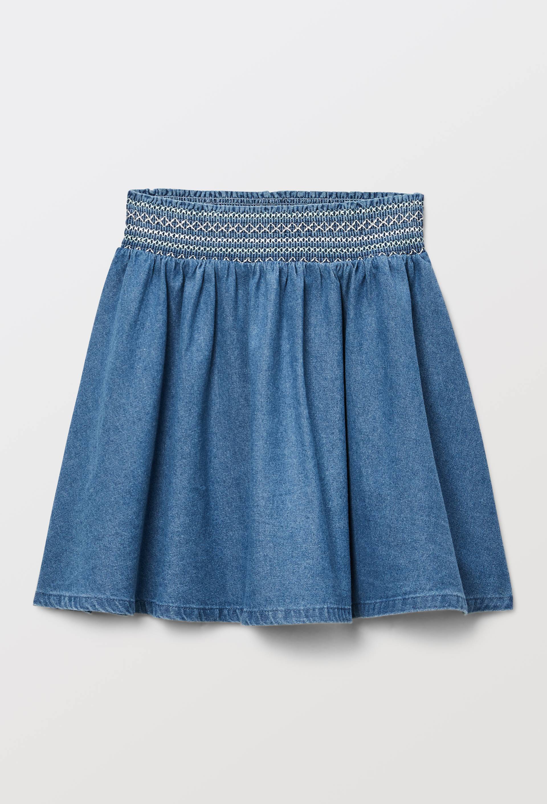 Jupe &agrave; smocks en coton, Bleu fonc&eacute;, large image number 1