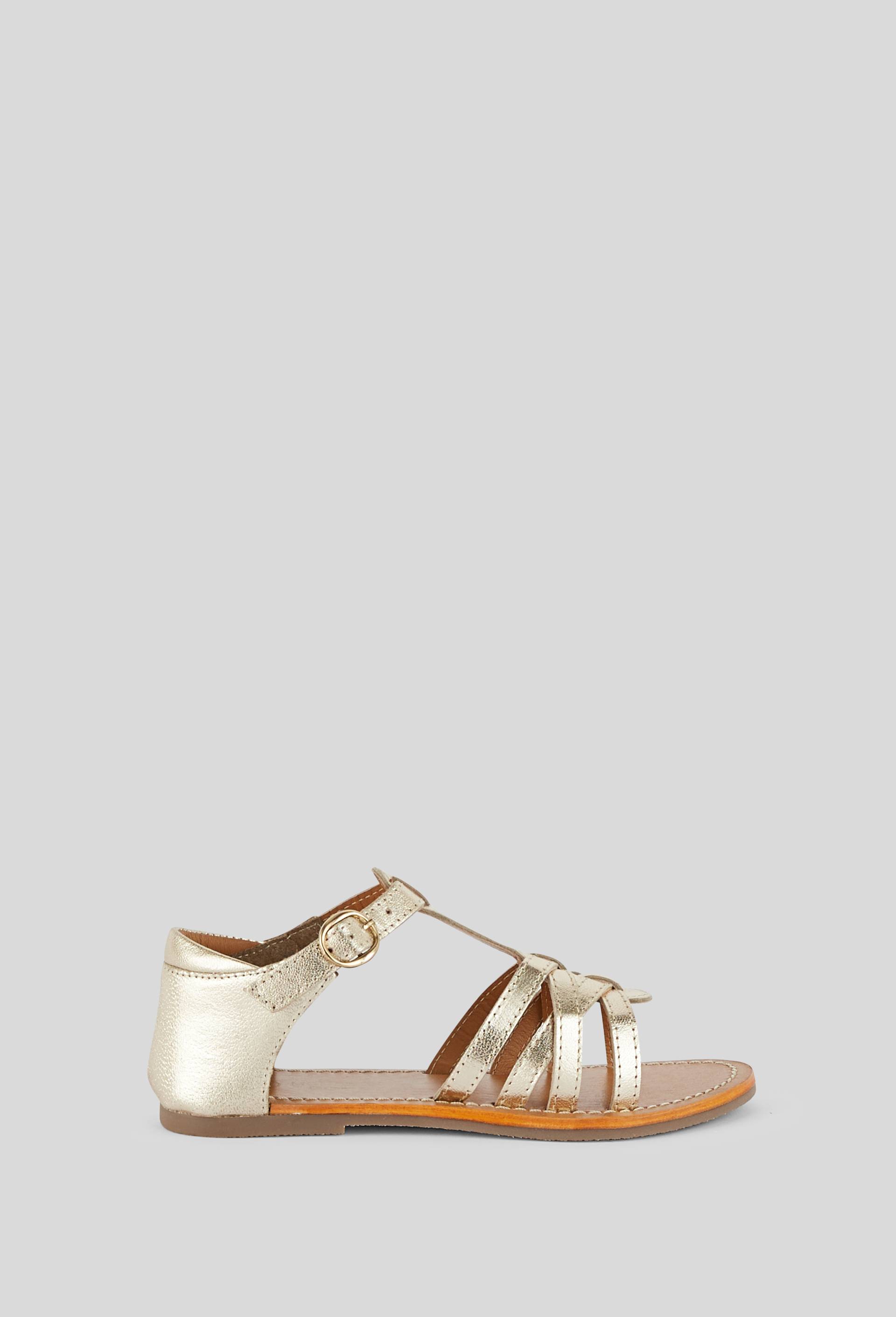 Sandales à brides en cuir, Or, swatch image