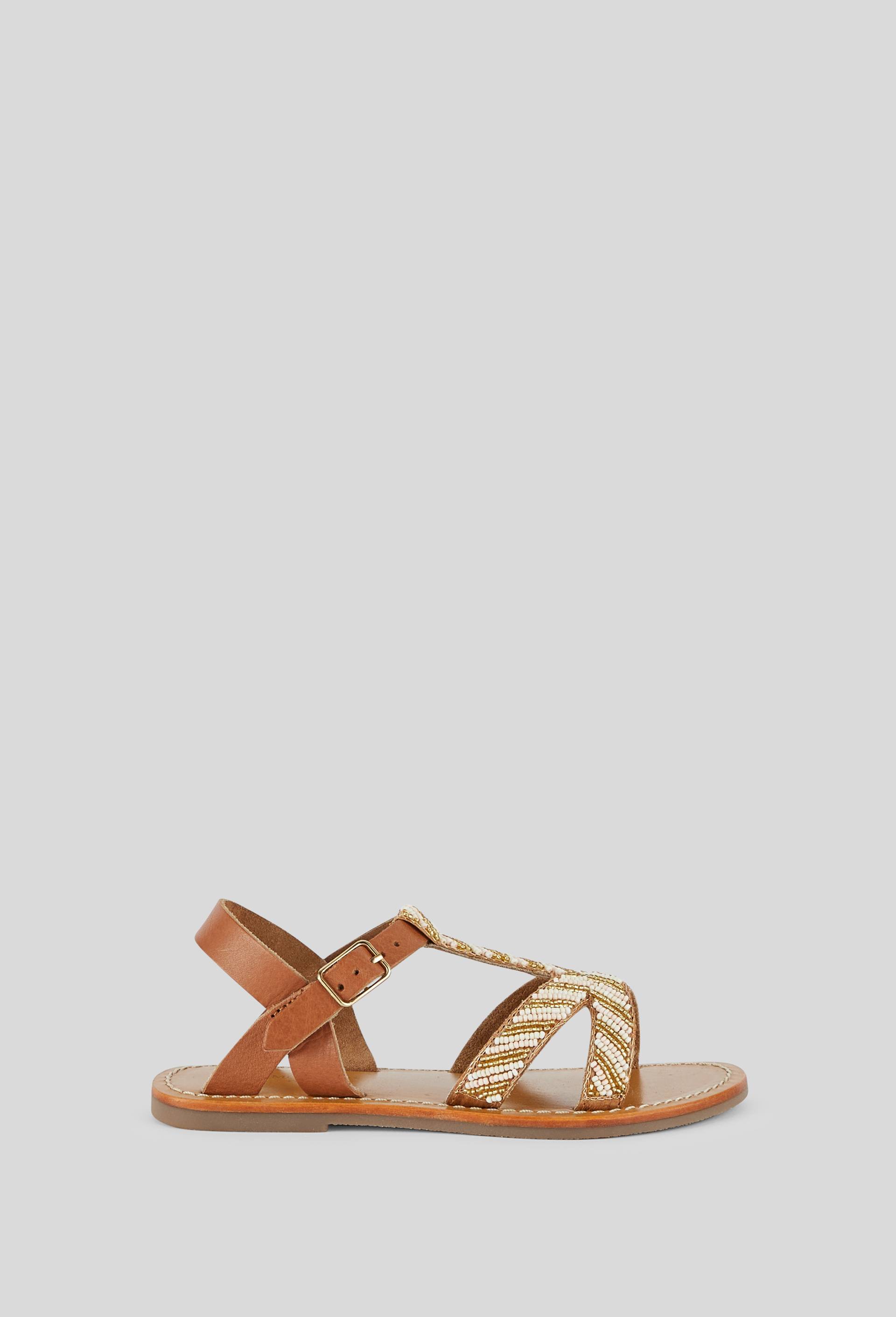 Sandales perlées à brides en cuir, Rose foncé, large image number 0