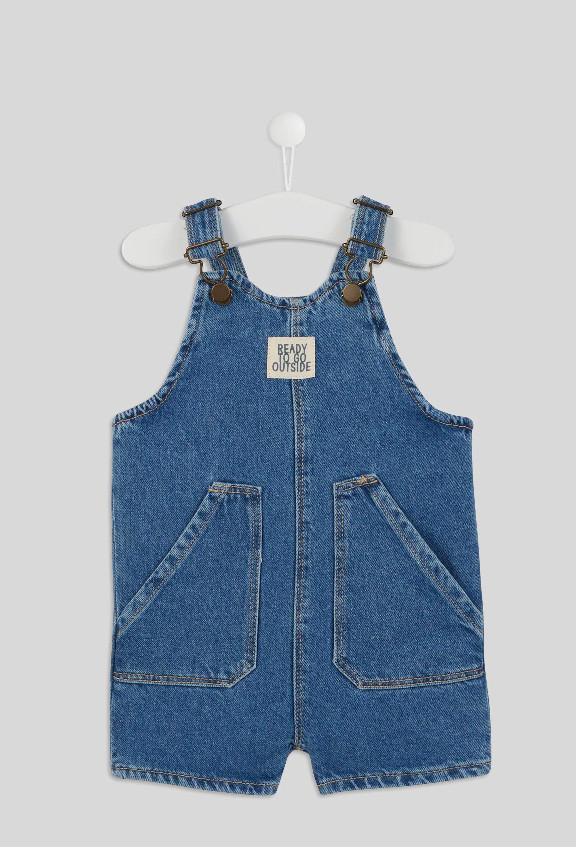 Salopette courte en denim, Bleu foncé, large image number 2
