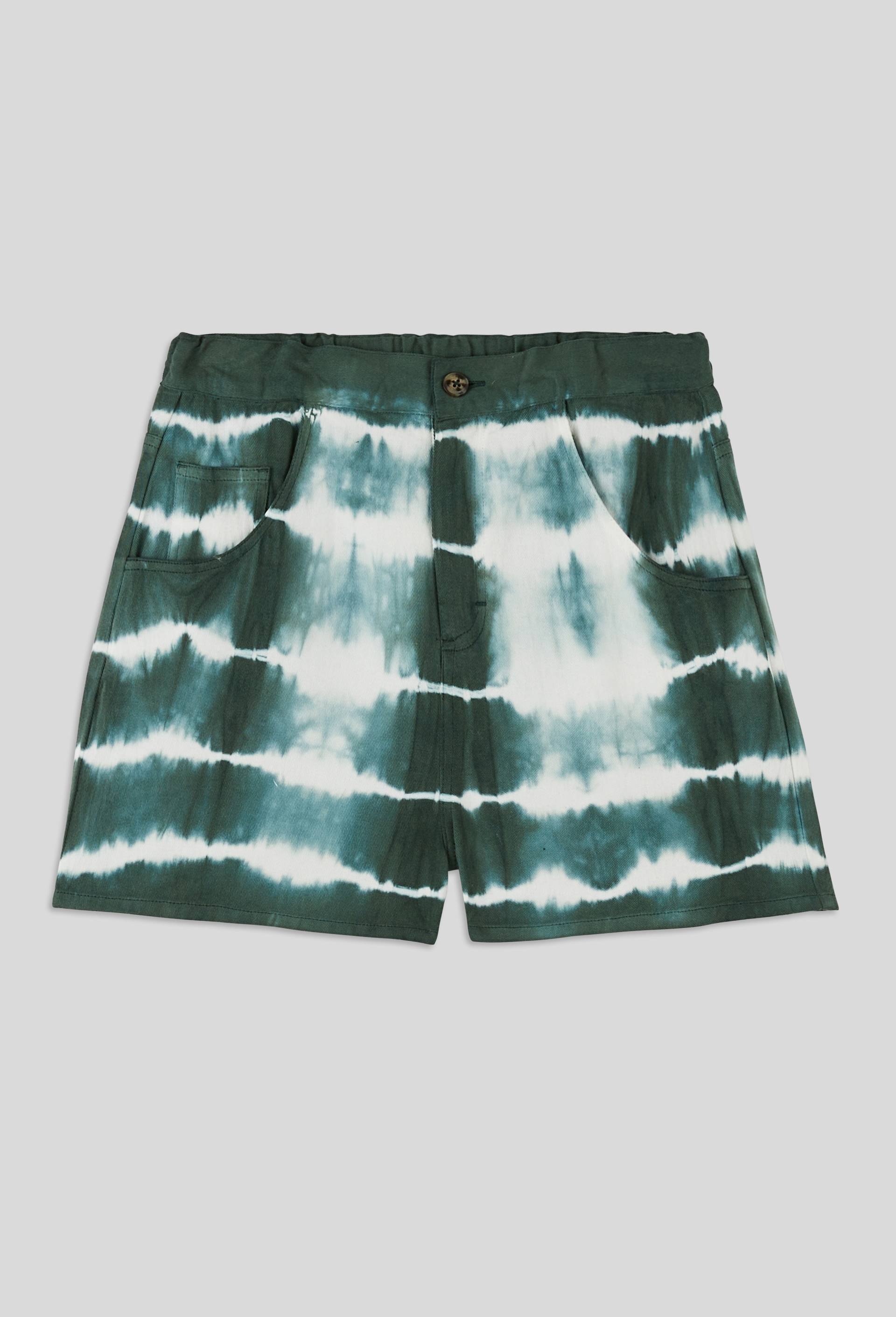 Short en twill tie & dye, coton issu de l'agriculture biologique, Vert, large image number 0.0