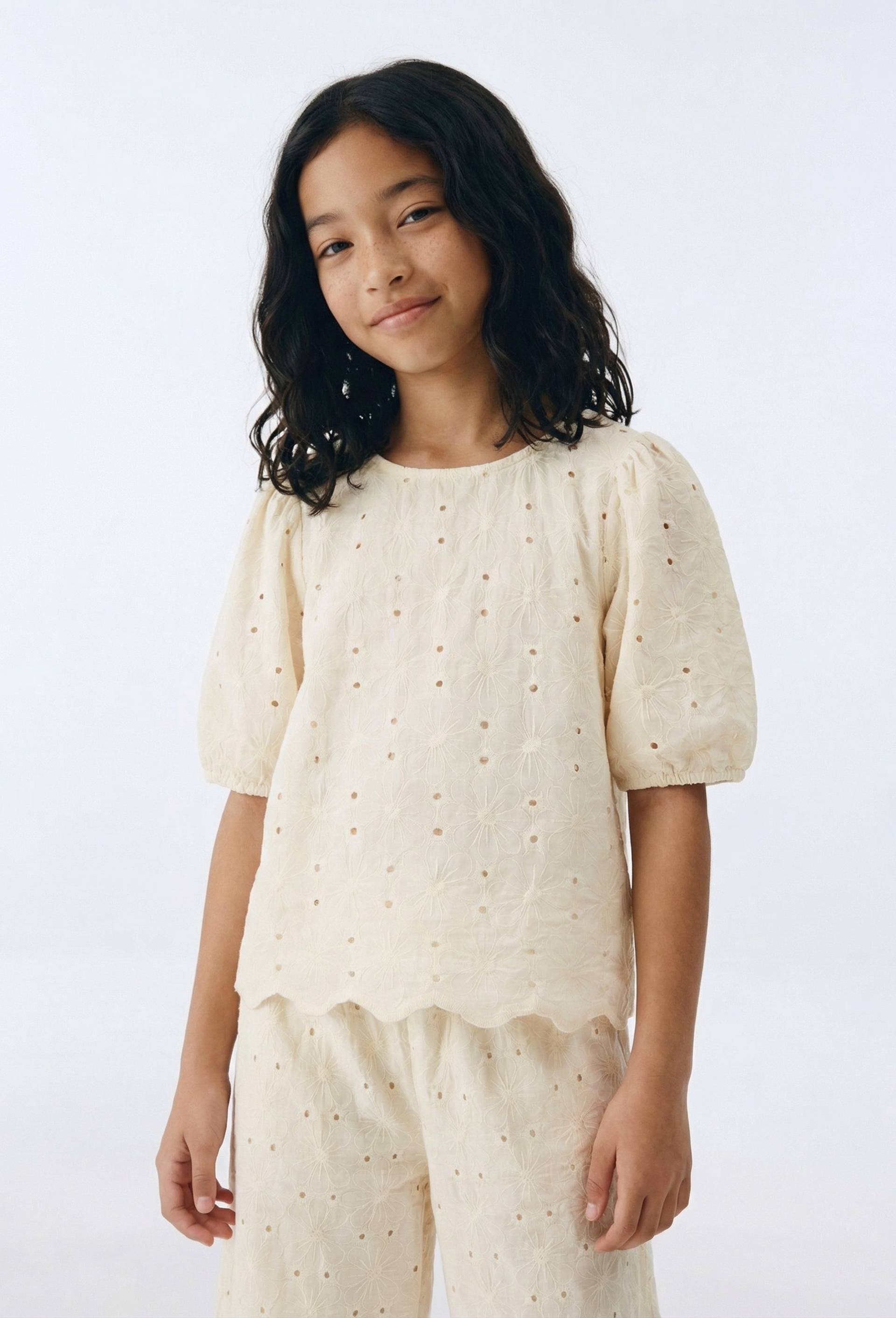 Blouse brod&eacute;e en coton, Ecru, large image number 0.0