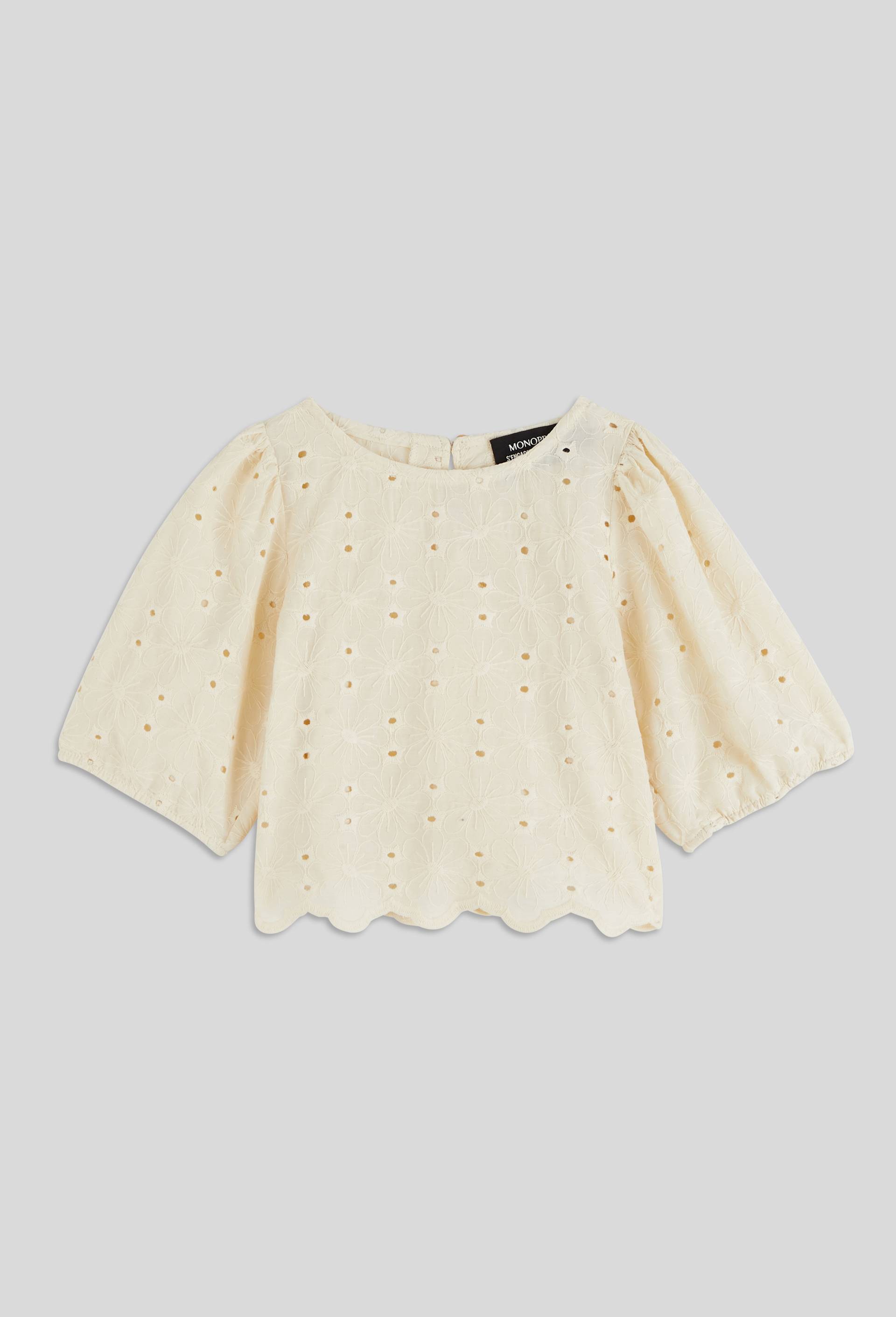 Blouse brod&eacute;e en coton, Ecru, large image number 1
