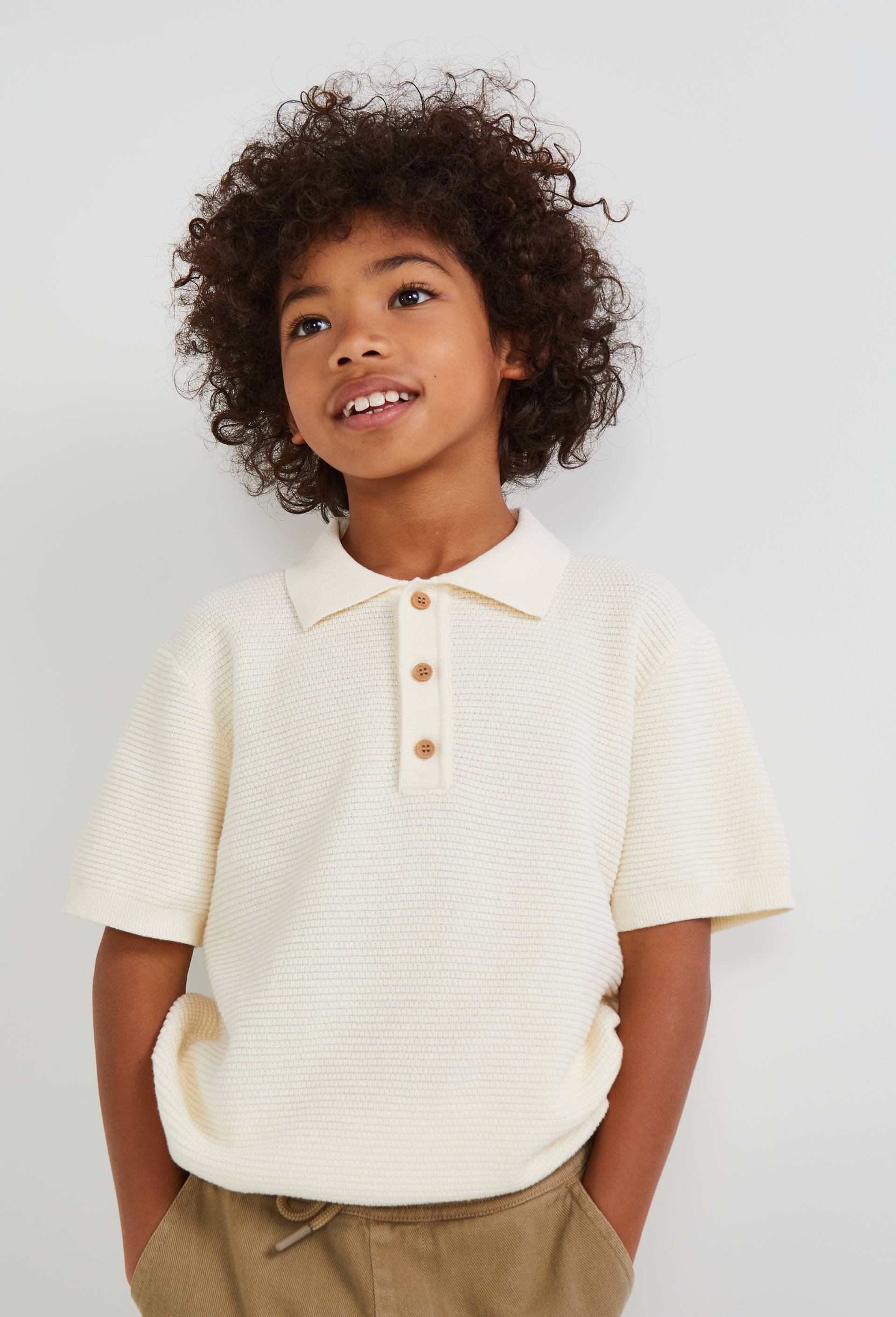 Polo maille manches courtes uni, Beige clair, large image number 3.0
